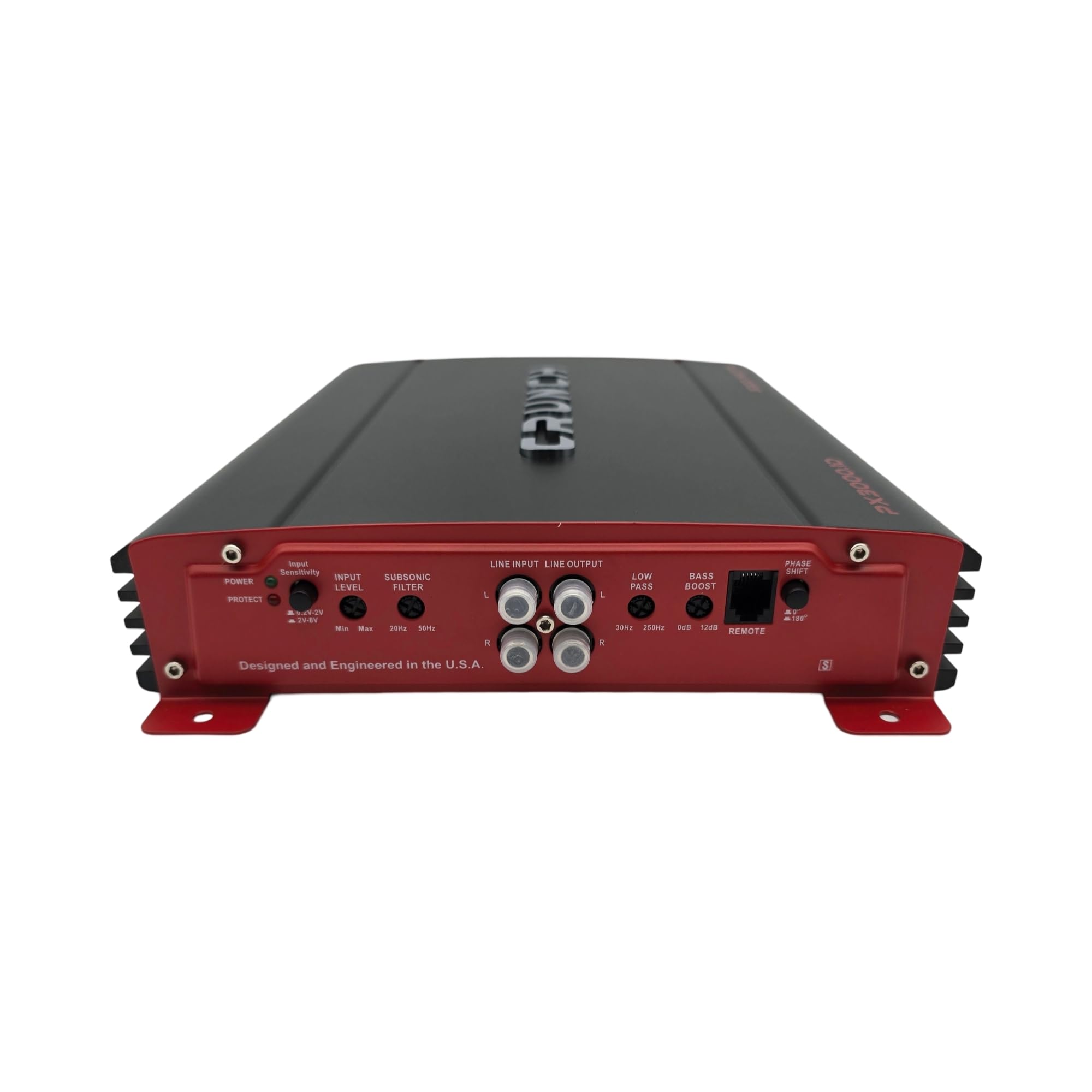 Crunch PX-3000.1D 3000W Monoblock Class-D Car Amplifier, 1-Ohm Stable, Variable Low-Pass, 45Hz Bass Boost, Subsonic Filter, Bass Remote Included