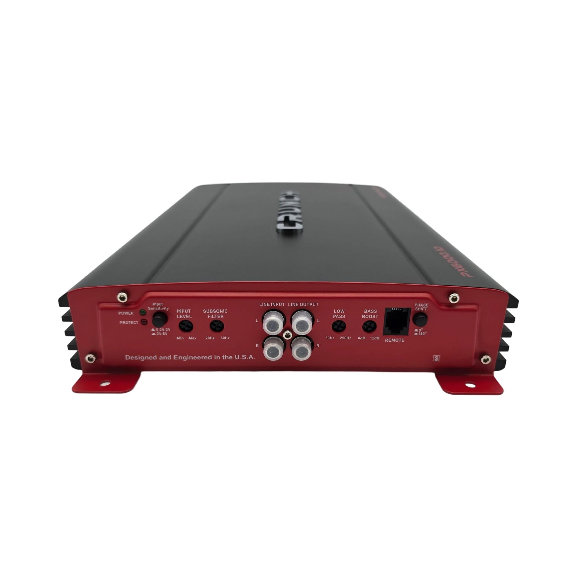 Crunch PX-6000.1D 6000W Class D Monoblock Car Amplifier with Bass Knob Included, Variable Low-Pass Filter, 45Hz Bass EQ, Subsonic Filter, and RCA Preamp Outputs