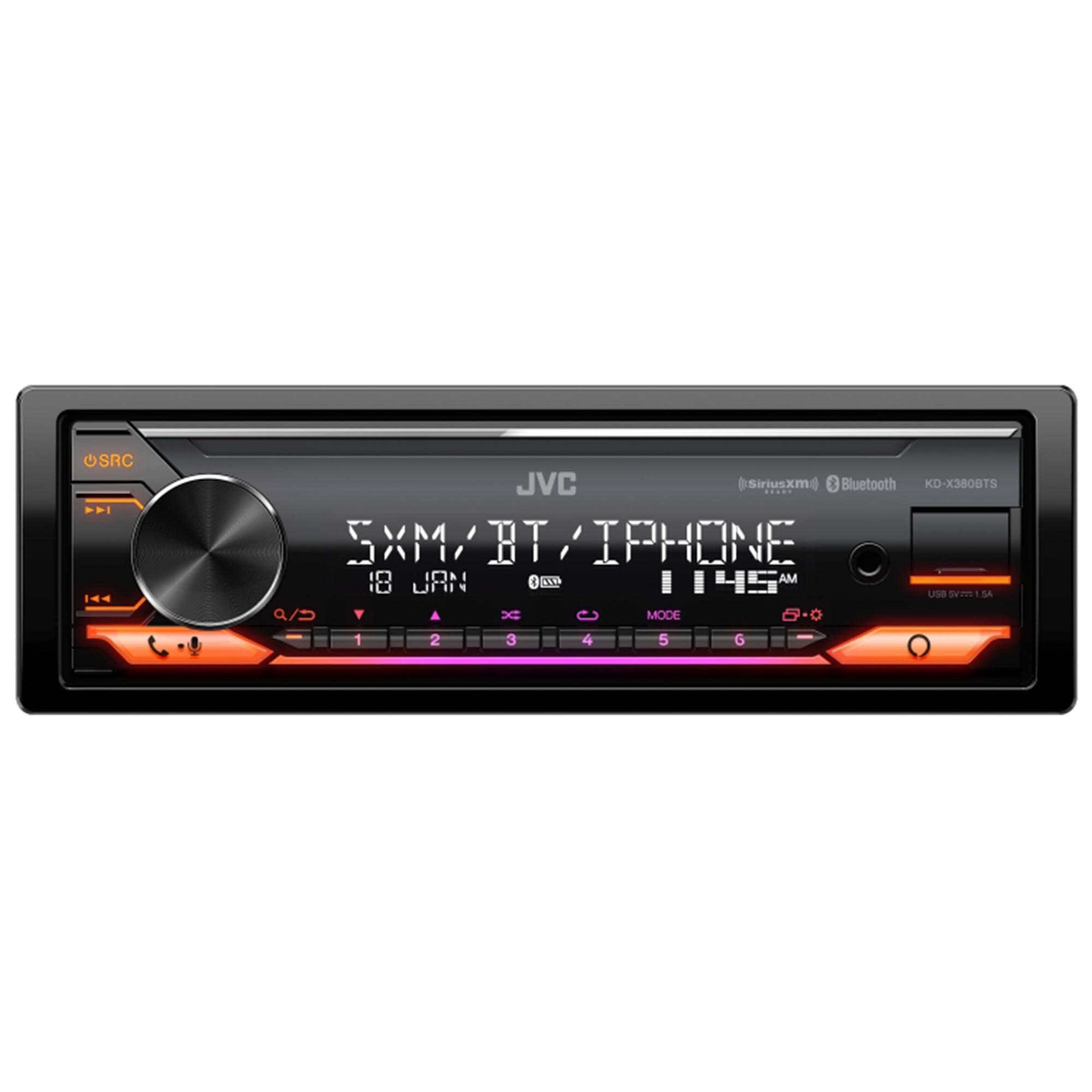 JVC KD-X380BTS Digital Media Receiver Featuring Bluetooth® / USB/SiriusXM/Amazon Alexa / 13-Band EQ/Variable-Color Illumination/JVC Remote App Compatibility with SXV300v1 Satellite Radio Tuner