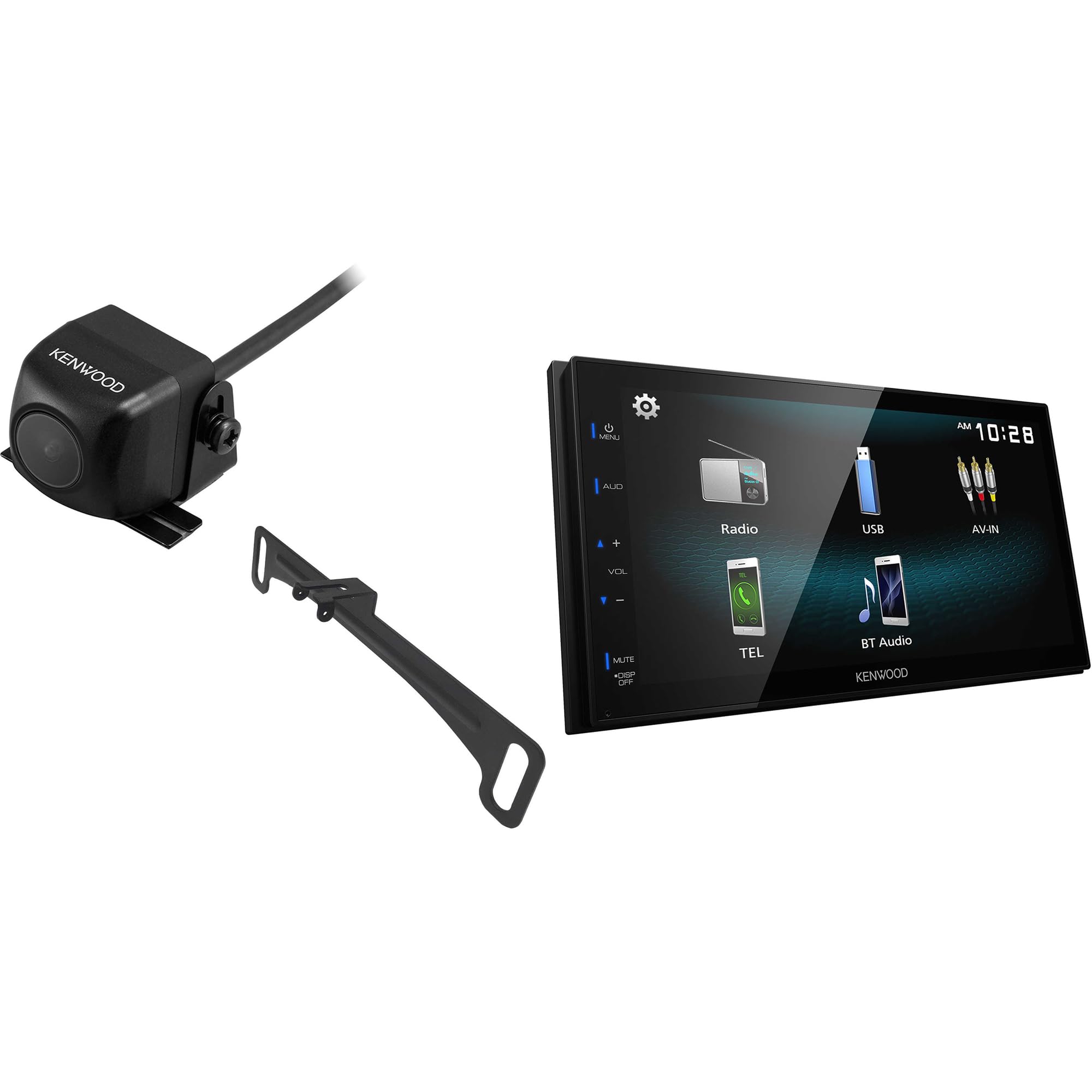 KENWOOD DMX129BT 6.8 Inch LCD Touchscreen Digital Media Car Stereo, Bluetooth Audio and Hands Free Calling, Double Din | Plus KENWOOD CMOS-230LP Universal Backup Camera