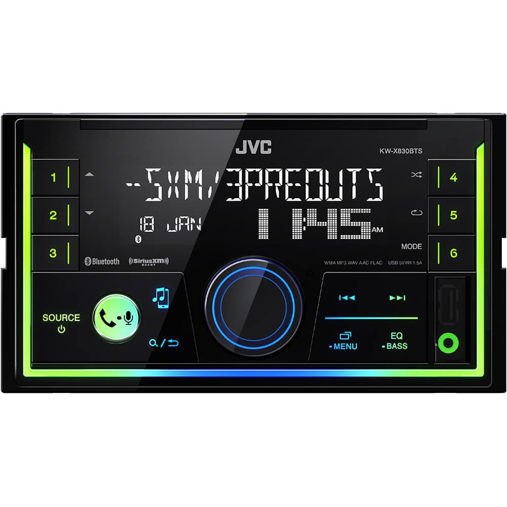 JVC KWX830BTS Car Stereo - Double Din, Bluetooth Audio and Calling, MP3 Player, USB Port, AUX Input, AM/FM Radio Receiver, Multi Color Illumination