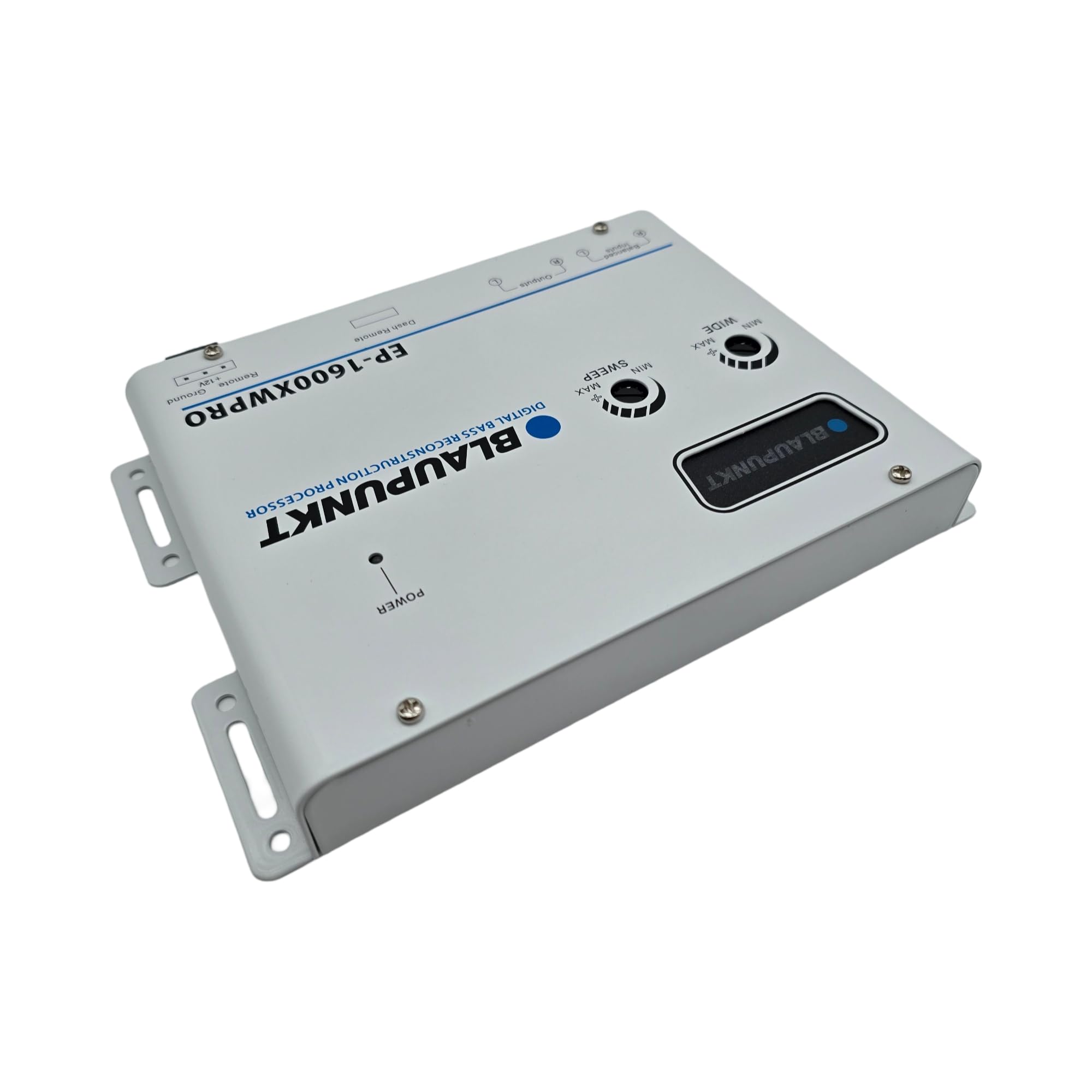 Blaupunkt EP1600XWPRO White Car Digital Bass Processor w/Remote, Parametric Bass Boost, Subsonic Filter, High Headroom PWM Power Supply, and Balanced Input Circuitry for Car Audio Systems