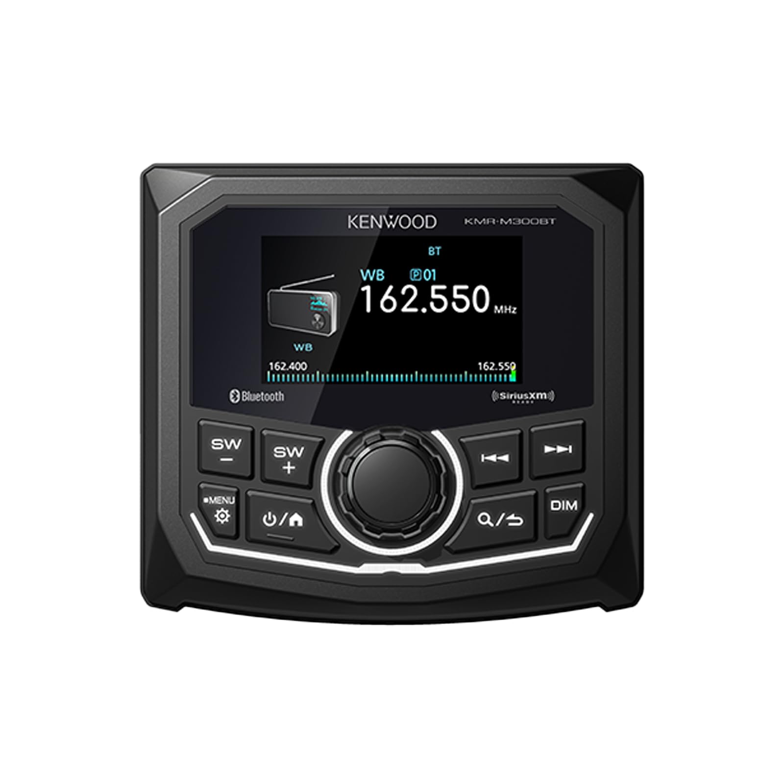 KENWOOD KMR-M300BT Marine Guage Receiver Weatherproof, 2.7 Inch LCD, Built in Amplifer, Bluetooth, Digital Media MP3 Player, No CD Player, USB Port, AM/FM/Weather Band Tuner, Rear Camera Input