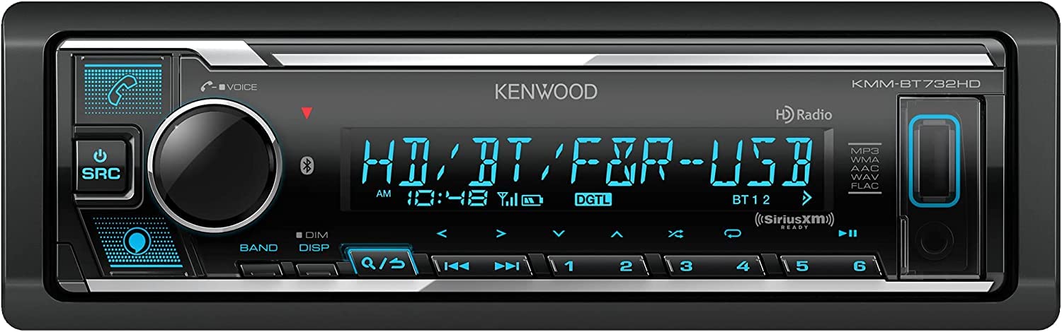 KENWOOD KMM-BT732HD Bluetooth Digital Media Car Stereo Receiver Supports Amazon Alexa Plus SXV300V1 SiriusXM Tuner