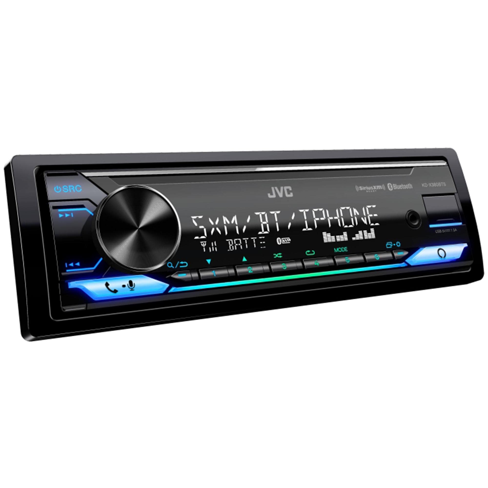 JVC KD-X380BTS Digital Media Receiver Featuring Bluetooth® / USB/SiriusXM/Amazon Alexa / 13-Band EQ/Variable-Color Illumination/JVC Remote App Compatibility with 1 Pair JVC CS-DF620 6.5