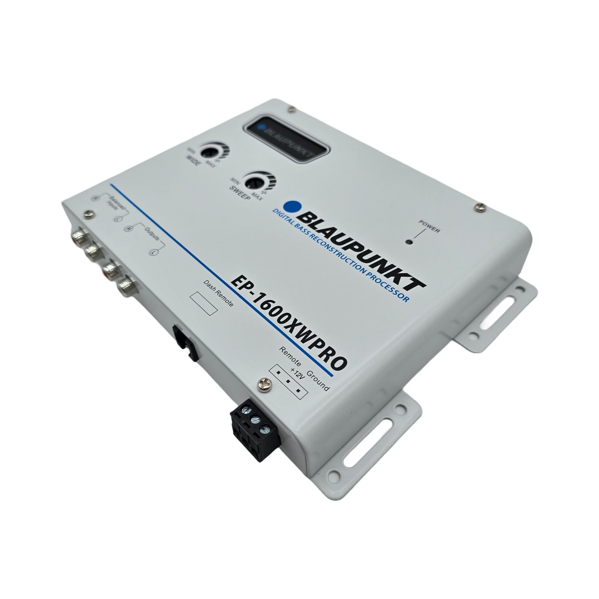 Blaupunkt EP1600XWPRO White Car Digital Bass Processor w/Remote, Parametric Bass Boost, Subsonic Filter, High Headroom PWM Power Supply, and Balanced Input Circuitry for Car Audio Systems