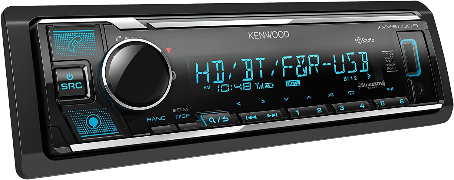 KENWOOD KMM-BT732HD Bluetooth Digital Media Car Stereo Receiver Supports Amazon Alexa Plus SXV300V1 SiriusXM Tuner