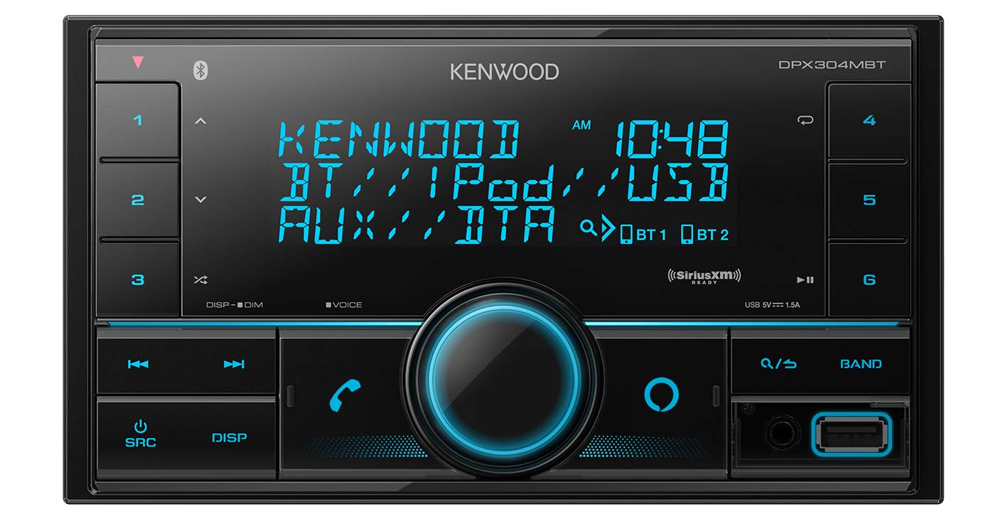 Kenwood DPX304MBT Double DIN in-Dash Digital Media Receiver with Bluetooth (Does not Play CDs) | Mechless Car Stereo Receiver | Amazon Alexa Ready - Black