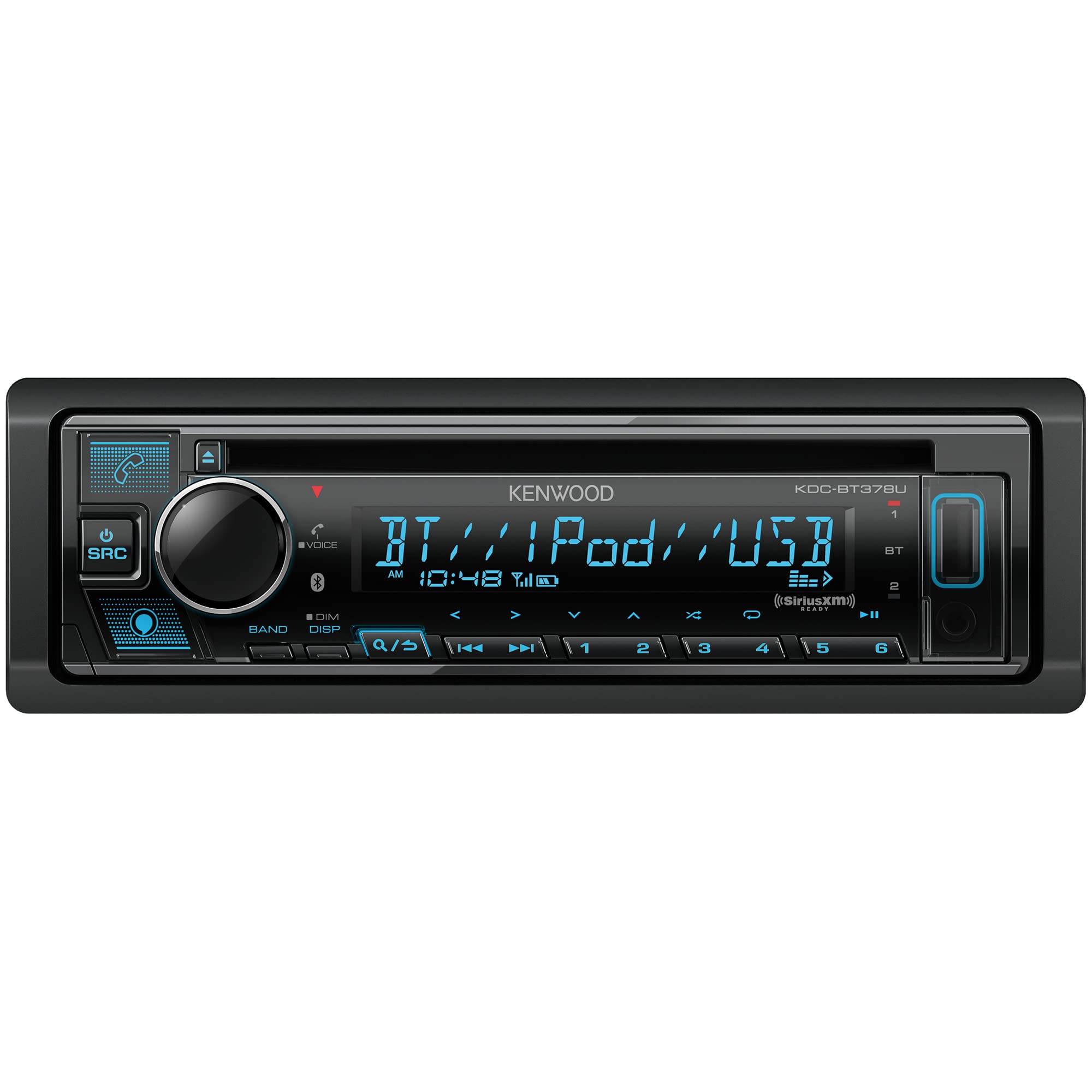 KENWOOD KDC-BT378U CD Car Stereo Receiver with Bluetooth, AM/FM Radio, Variable Color Display, Front High Power USB, Alexa Built in, and SiriusXM Ready