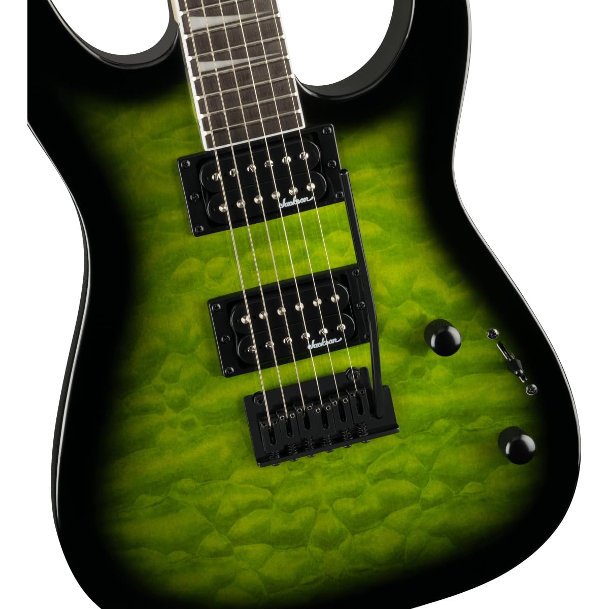 Jackson JS20 DKQ 2PT Electric Guitar, Transparent Green Burst