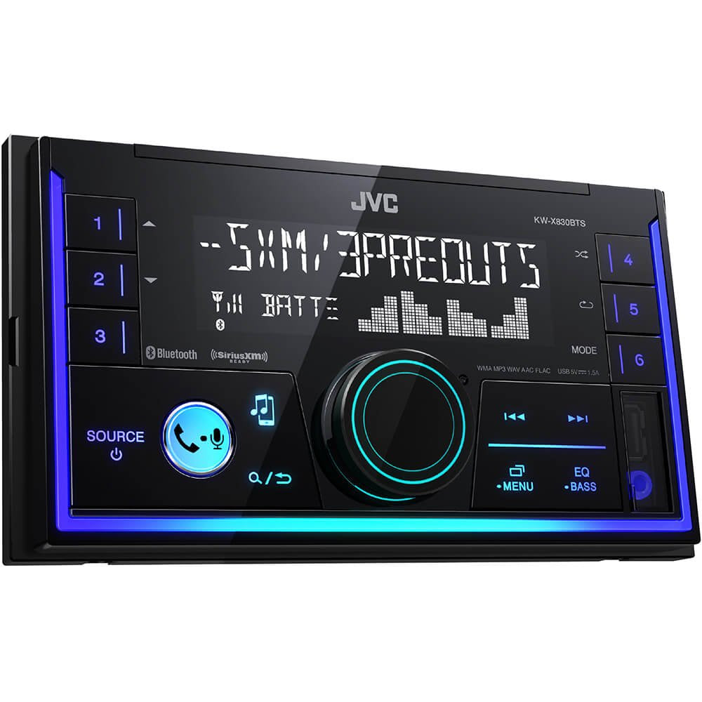 JVC KWX830BTS Car Stereo - Double Din, Bluetooth Audio and Calling, MP3 Player, USB Port, AUX Input, AM/FM Radio Receiver, Multi Color Illumination