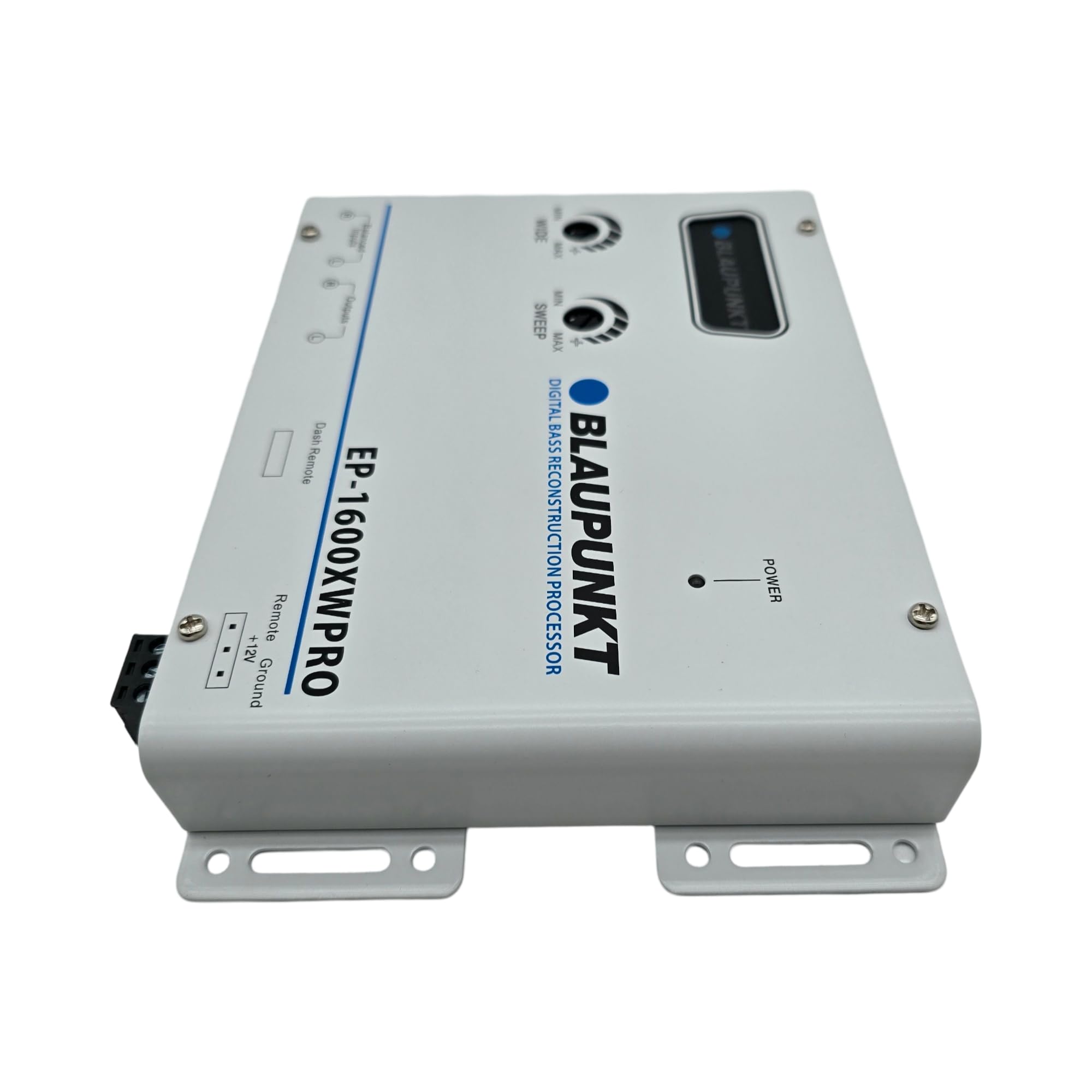 Blaupunkt EP1600XWPRO White Car Digital Bass Processor w/Remote, Parametric Bass Boost, Subsonic Filter, High Headroom PWM Power Supply, and Balanced Input Circuitry for Car Audio Systems