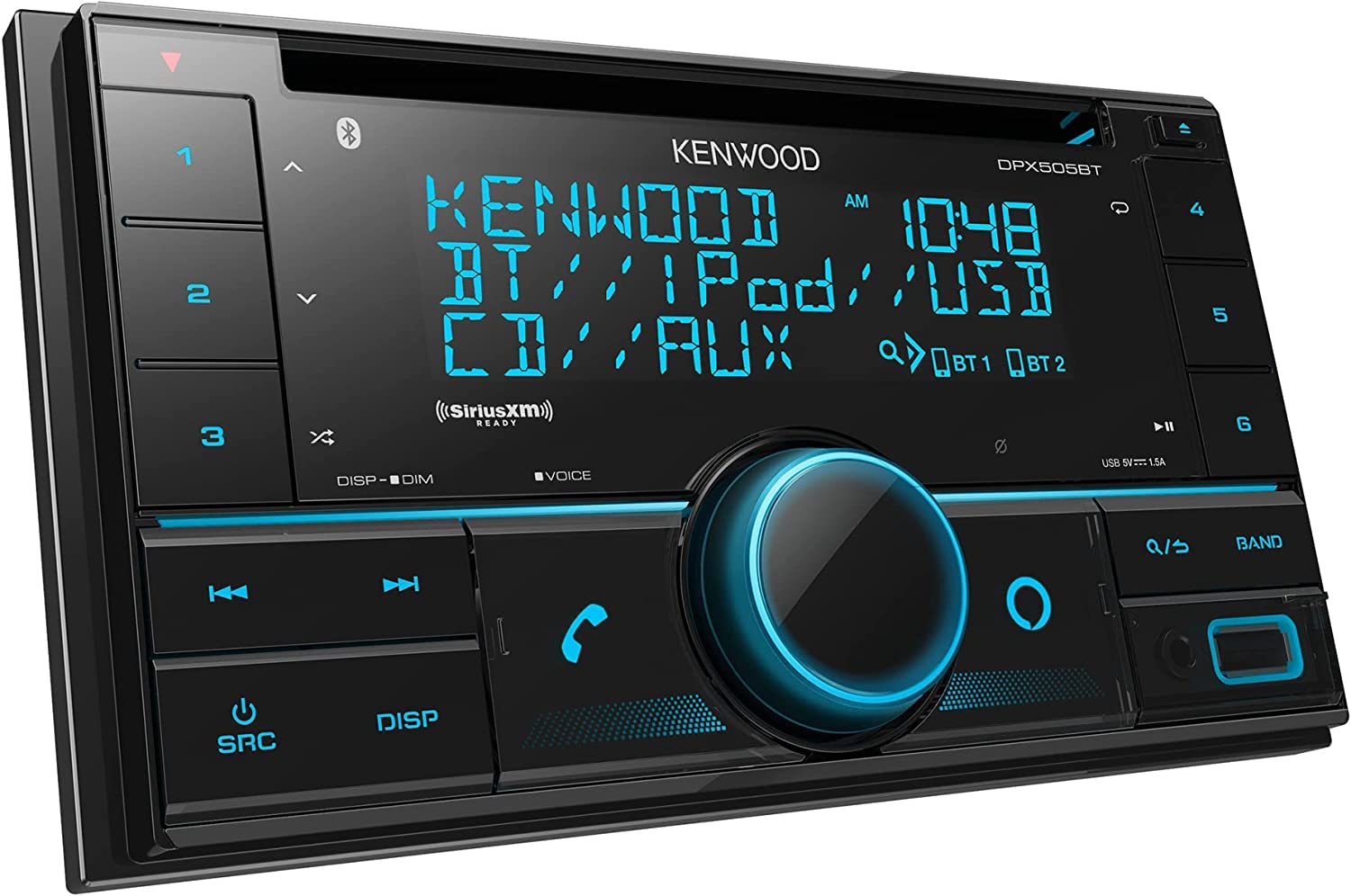 KENWOOD DPX505BT Double DIN in-Dash CD Car Stereo. AM/FM with Bluetooth, Amazon Alexa Voice Control, High-Contrast 3-line Display with Variable-Color Illumination Plus SXV300V1 SiriusXM Tuner