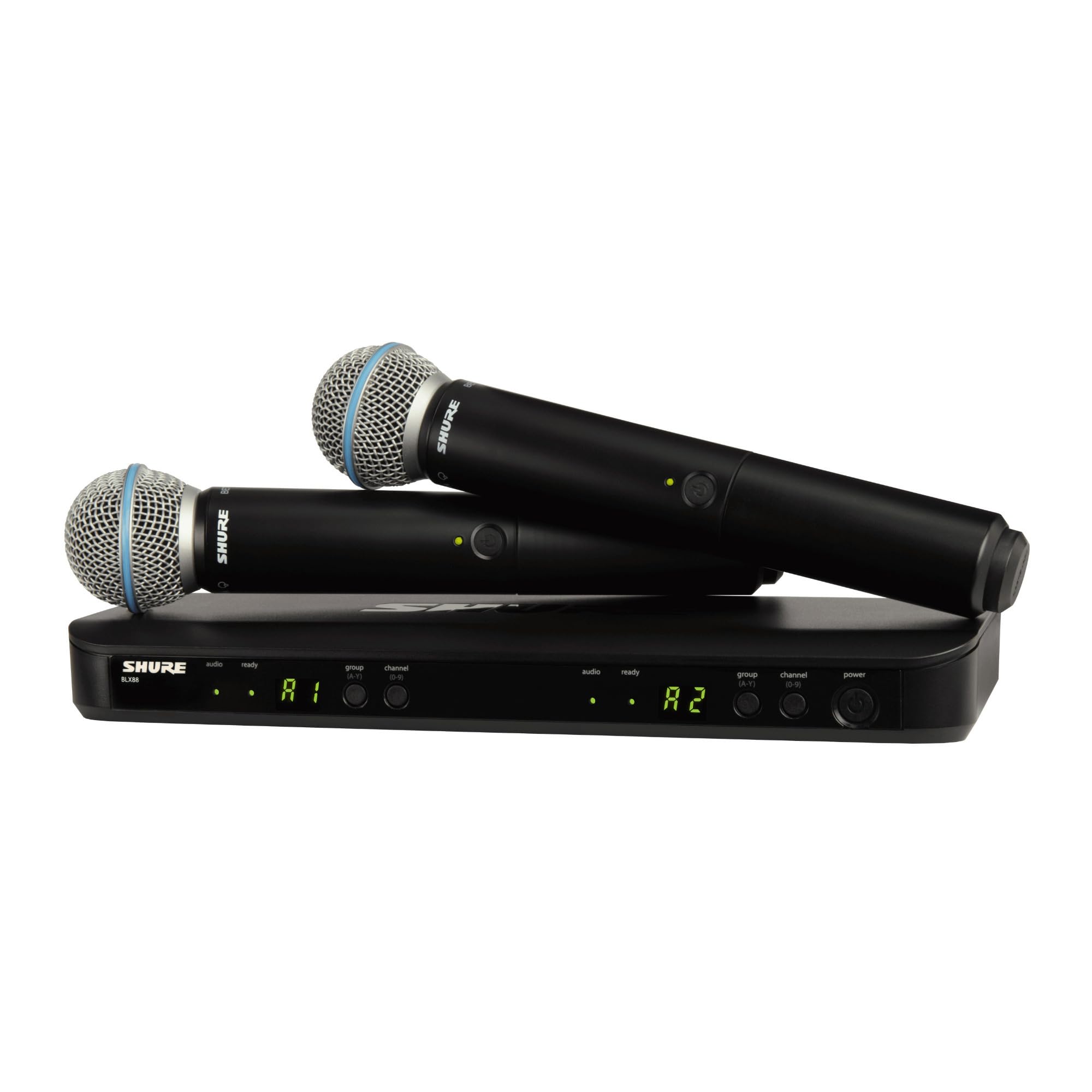 Shure BLX288/B58 Wireless Microphone System - 14-Hour Battery Life, 300 ft Range, UHF | Includes (2) BETA 58A Handheld Vocal Mics, Dual Channel Receiver | H9 Band (BLX288/B58-H9)