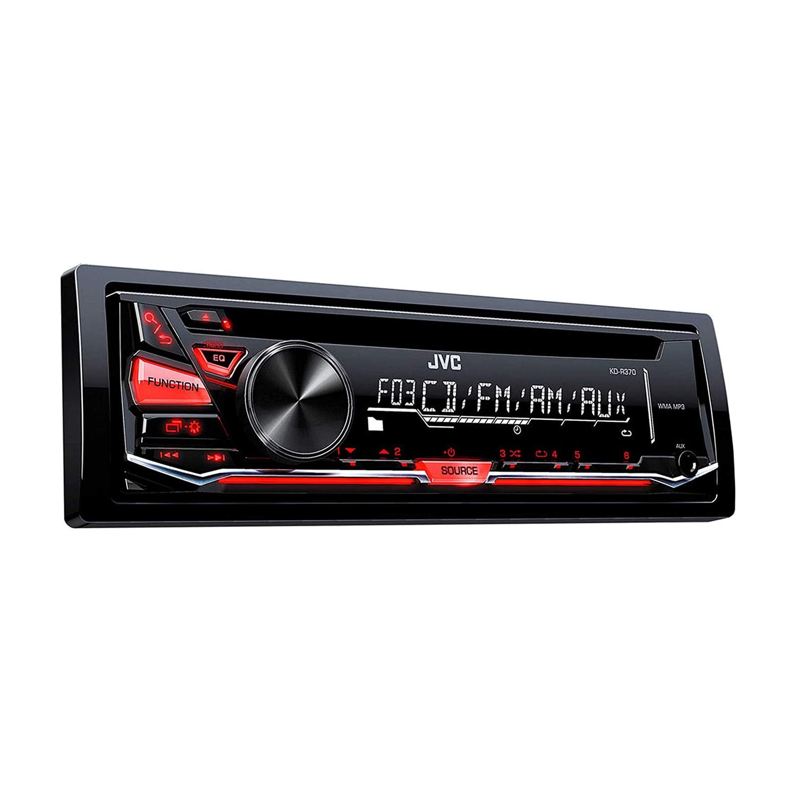JVC KD-R370 Single Din in-Dash CD/Am/FM/Car Stereo W/Detachable Faceplate + 350 Watts 6 Inches (4 Speakers)