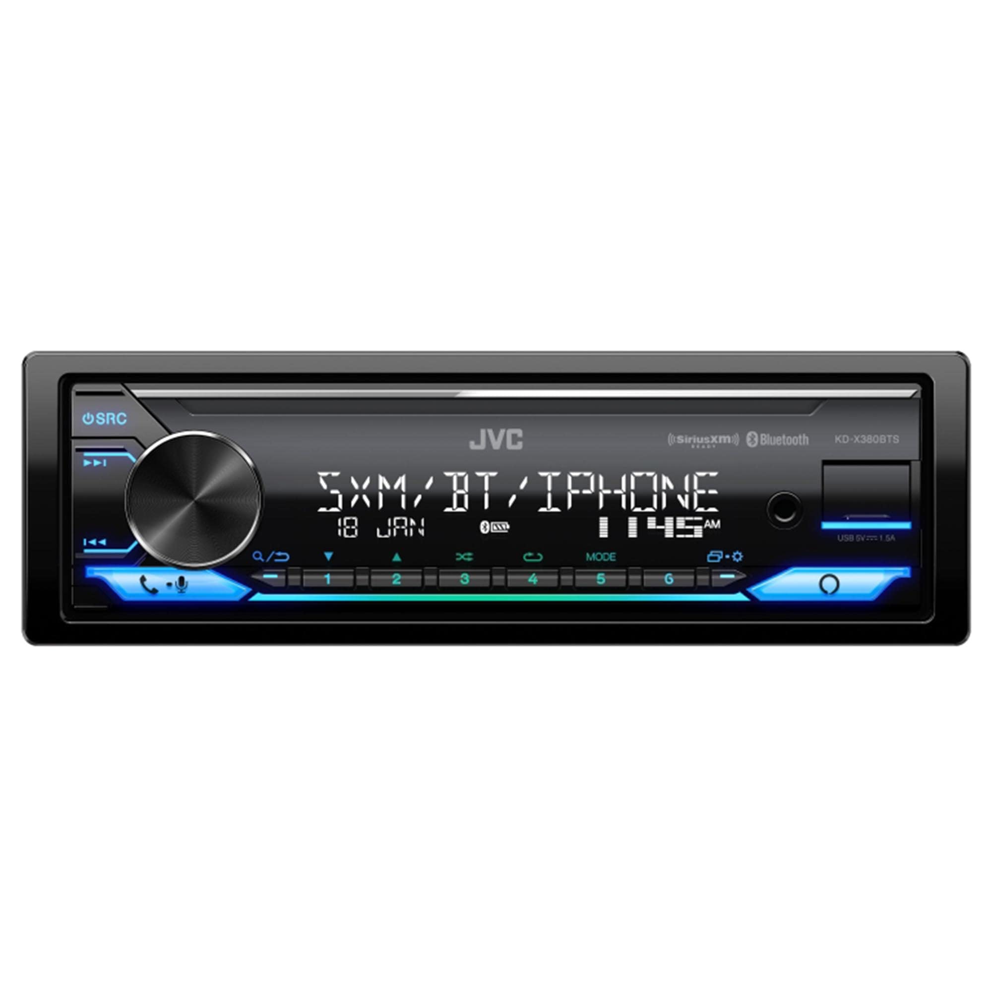 JVC KD-X380BTS Digital Media Receiver Featuring Bluetooth® / USB/SiriusXM/Amazon Alexa / 13-Band EQ/Variable-Color Illumination/JVC Remote App Compatibility with SXV300v1 Satellite Radio Tuner