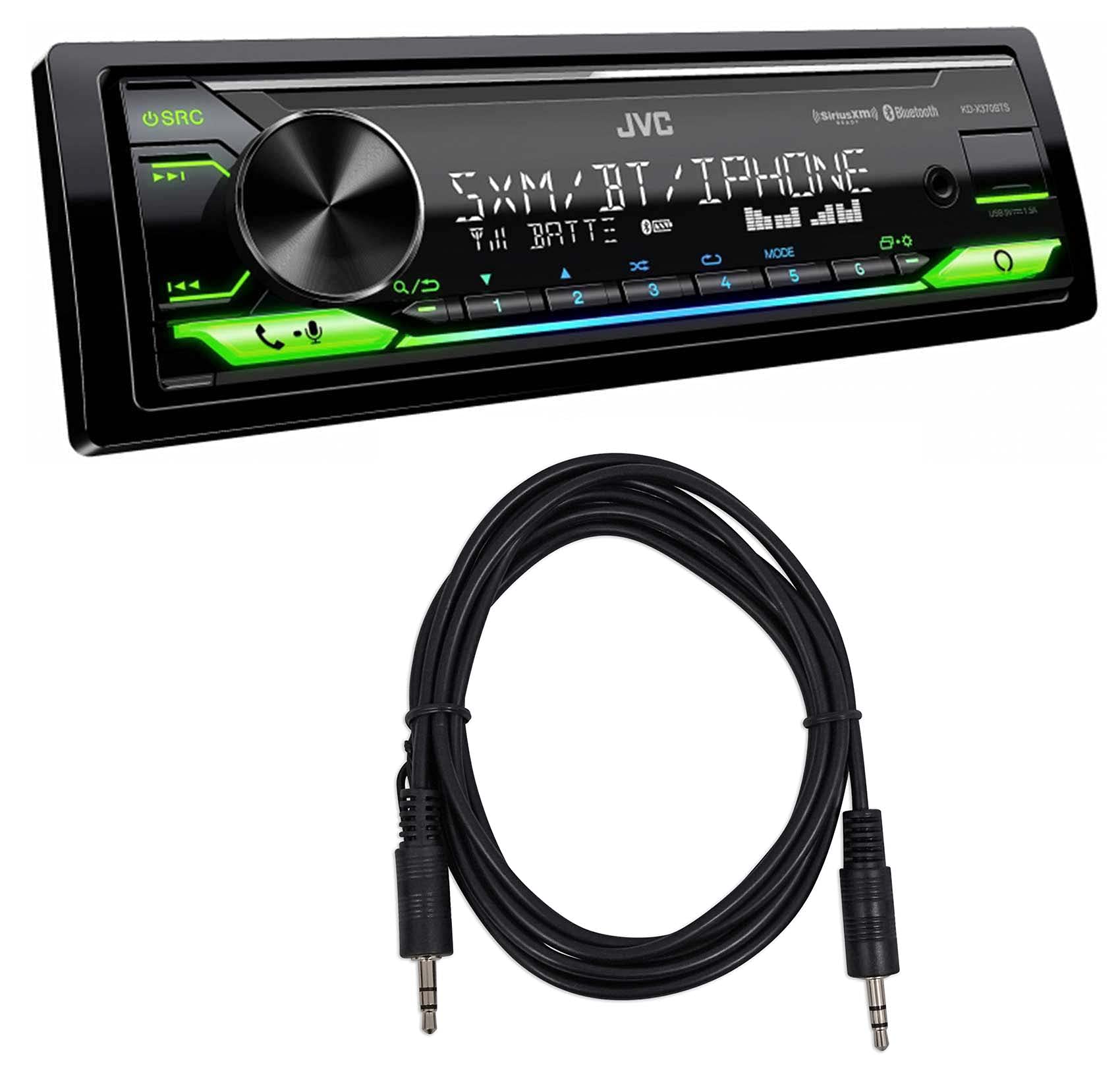 JVC KD-X370BTS Digital Media Receiver w/Bluetooth/Amazon Alexa/USB/SiriusXM/App Bundle with Metra IB3.5MM 6 Foot 3.5mm Male to 3.5mm Male 6 ft. Aux Cable (2 Item)