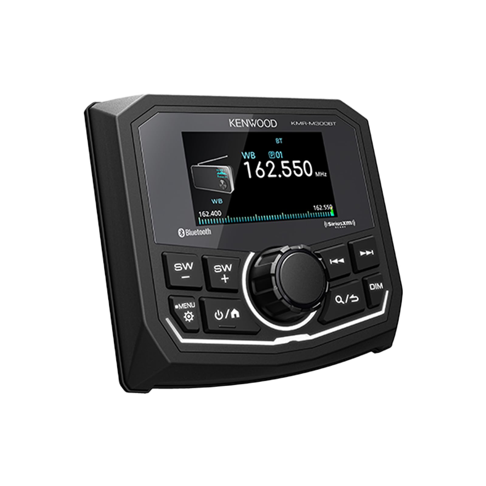 KENWOOD KMR-M300BT Marine Guage Receiver Weatherproof, 2.7 Inch LCD, Built in Amplifer, Bluetooth, Digital Media MP3 Player, No CD Player, USB Port, AM/FM/Weather Band Tuner, Rear Camera Input