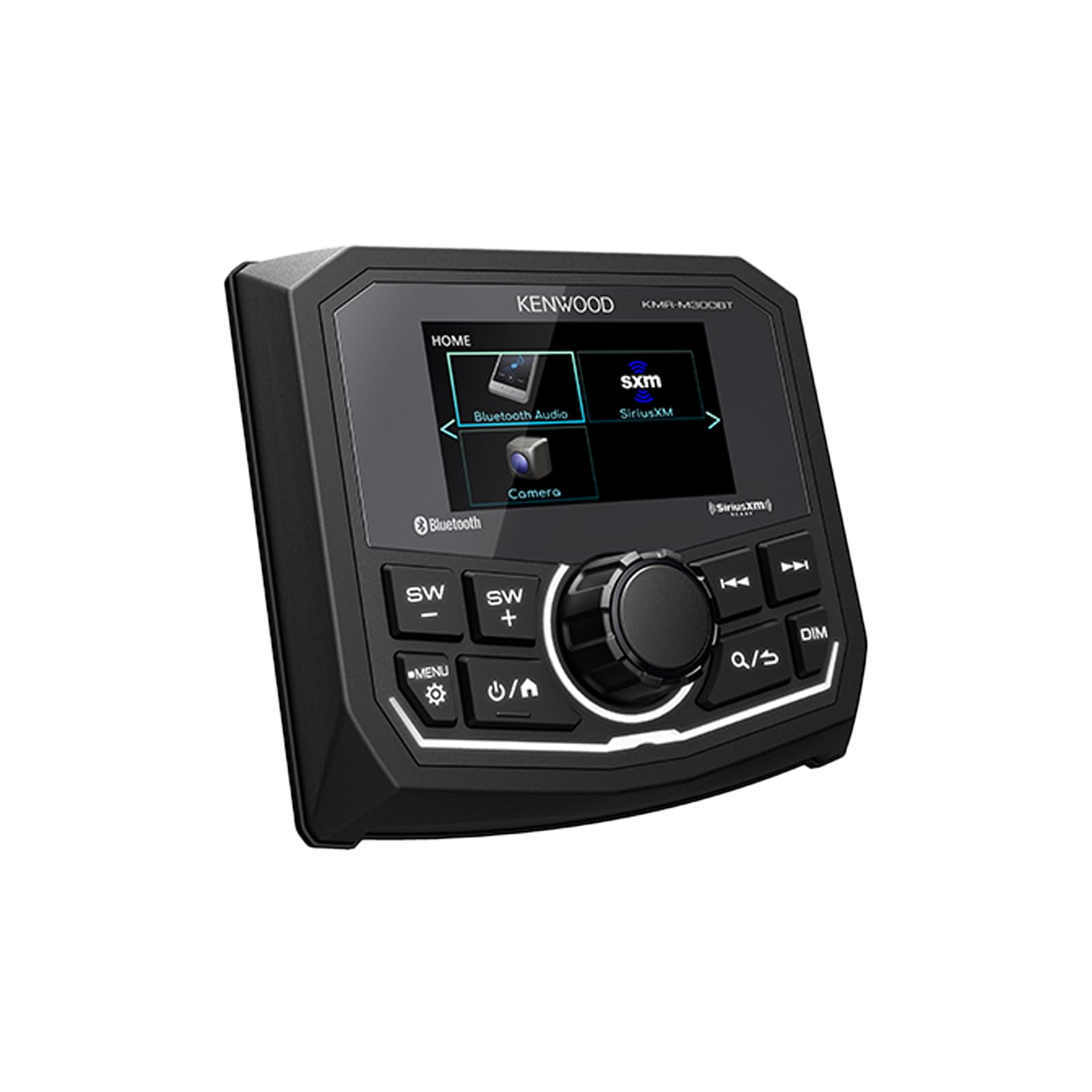 KENWOOD KMR-M300BT Marine Guage Receiver Weatherproof, 2.7 Inch LCD, Built in Amplifer, Bluetooth, Digital Media MP3 Player, No CD Player, USB Port, AM/FM/Weather Band Tuner, Rear Camera Input