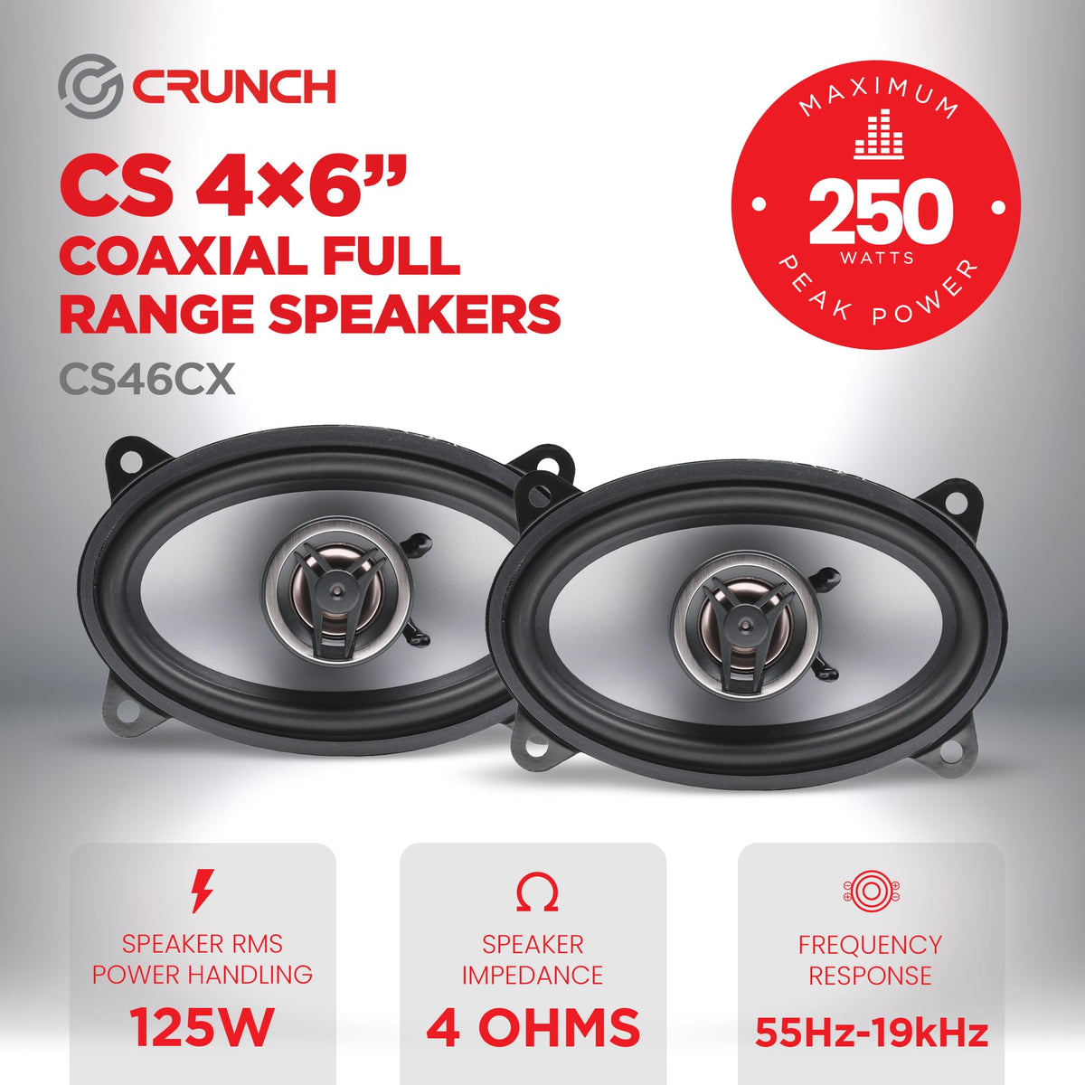 Crunch CS46CX 4" x 6" 2-Way Coaxial Speakers