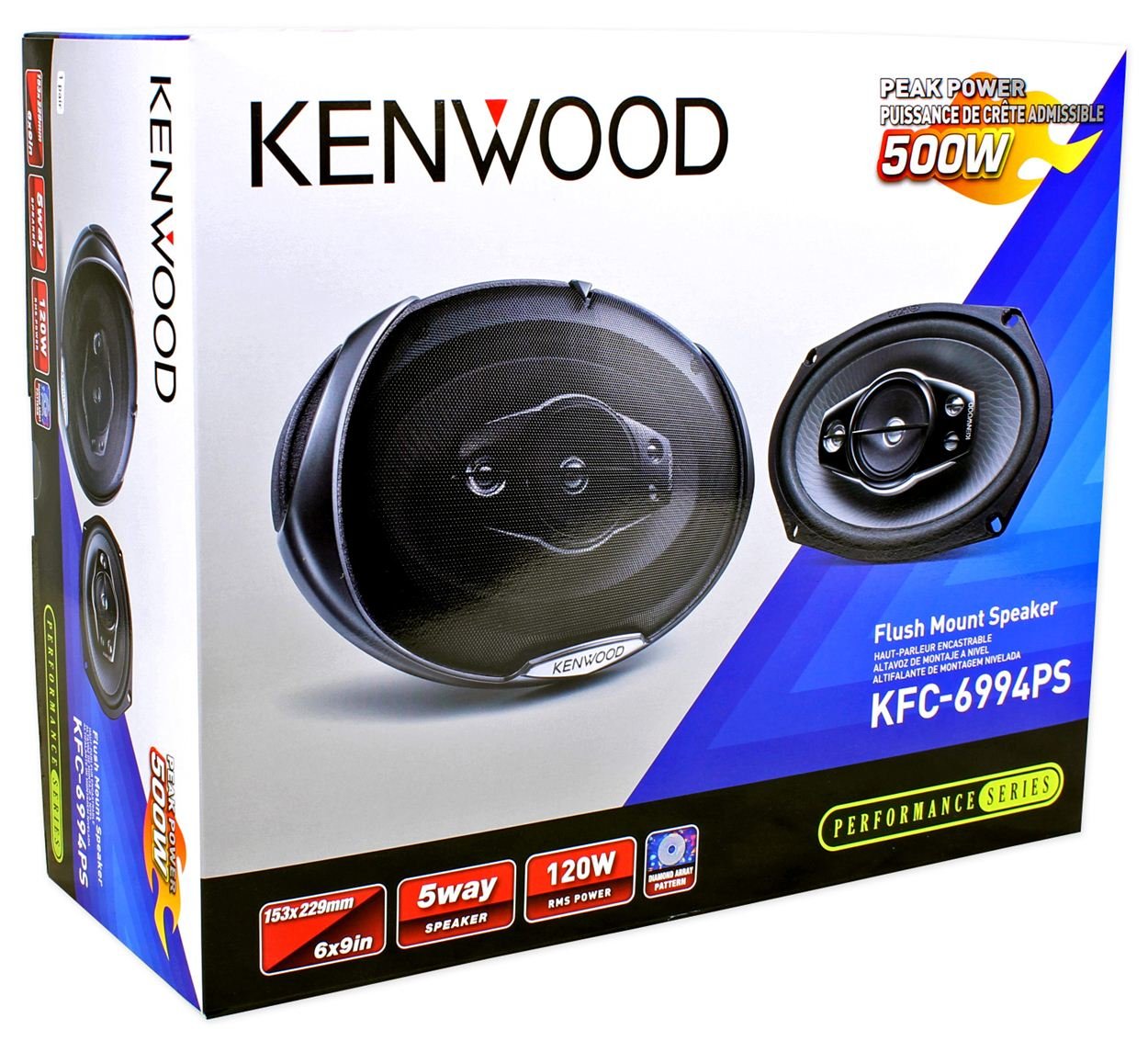 Kenwood KFC-6994PS 6”x9” 500 Watt 5-Way Car Audio Coaxial Speakers 6x9 With Grilles