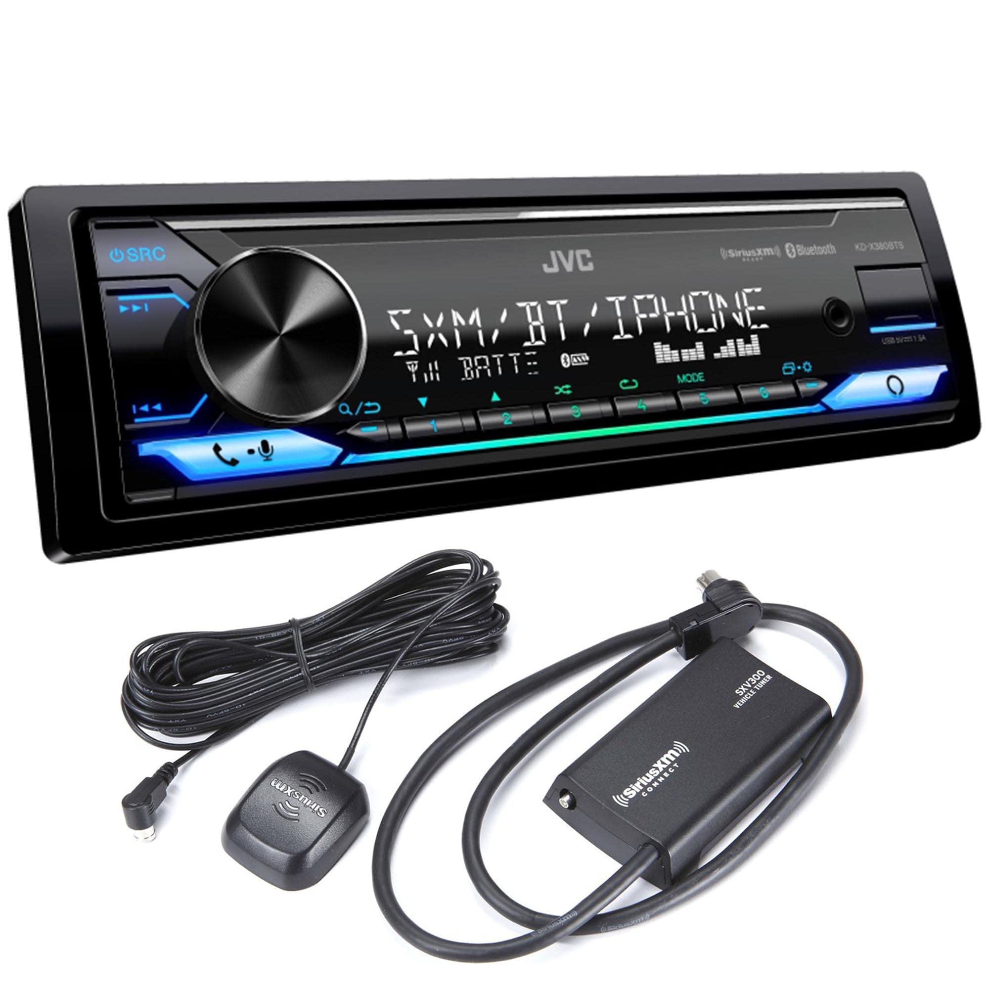 JVC KD-X380BTS Digital Media Receiver Featuring Bluetooth® / USB/SiriusXM/Amazon Alexa / 13-Band EQ/Variable-Color Illumination/JVC Remote App Compatibility with SXV300v1 Satellite Radio Tuner