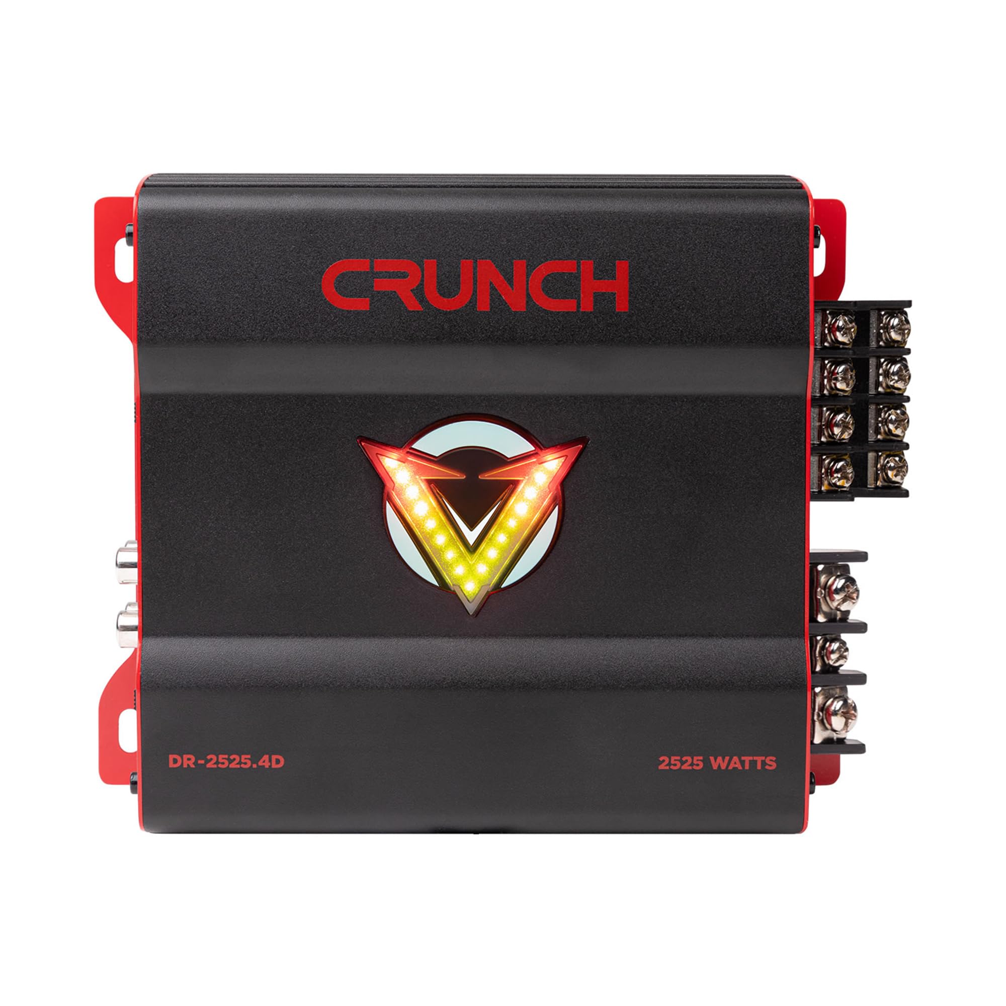 Crunch 2525W 4 Channel Subwoofer Car Audio Amplifier with Adjustable Crossovers, Bass Knob & Remote, LED VU-Meter, QTD Cooling and PWM Power Supply