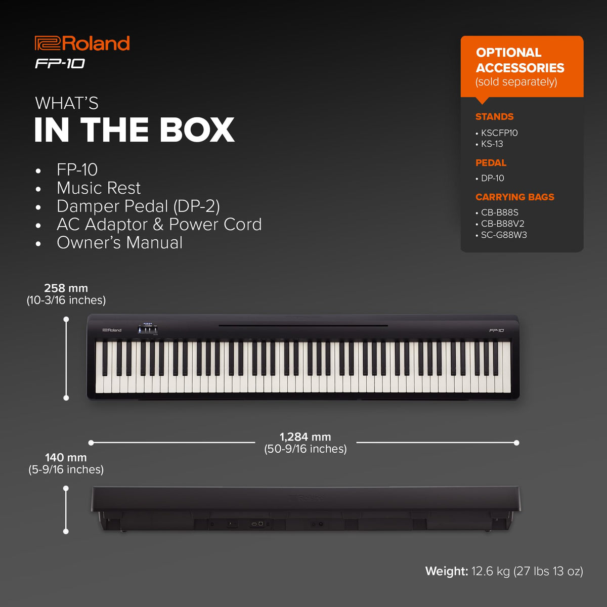 Roland FP-10-BK 88-Key Digital Piano