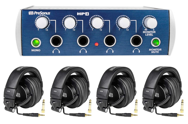 PreSonus HD9/HP4PACK Four-Person Headphone Monitoring Bundle