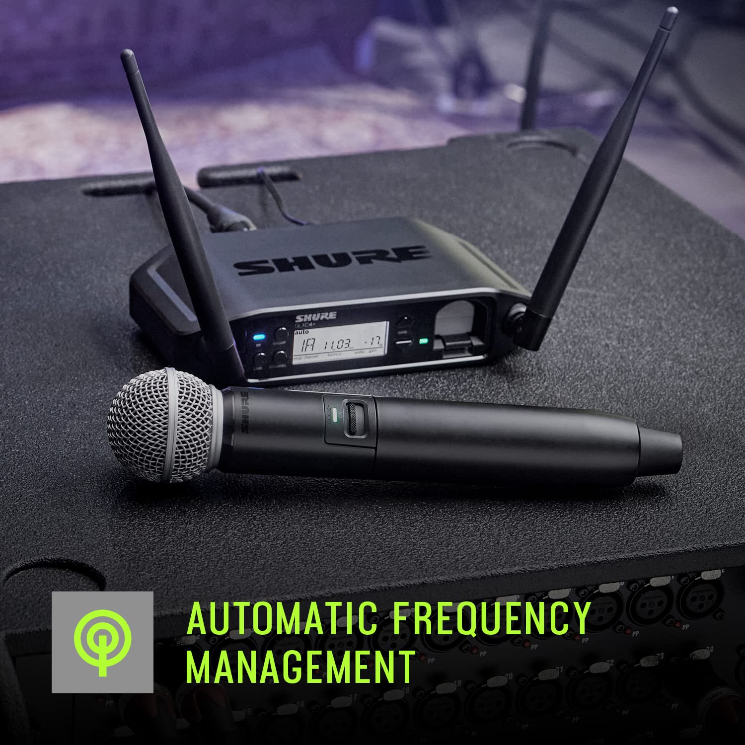 Shure GLXD14R+/B98 Dual Band Digital Wireless Microphone System for Brass, Woodwinds, Percussion - 12-Hour Battery Life, 100 ft Range, Clip-on Instrument Mic, Single Channel Rack Mount Receiver