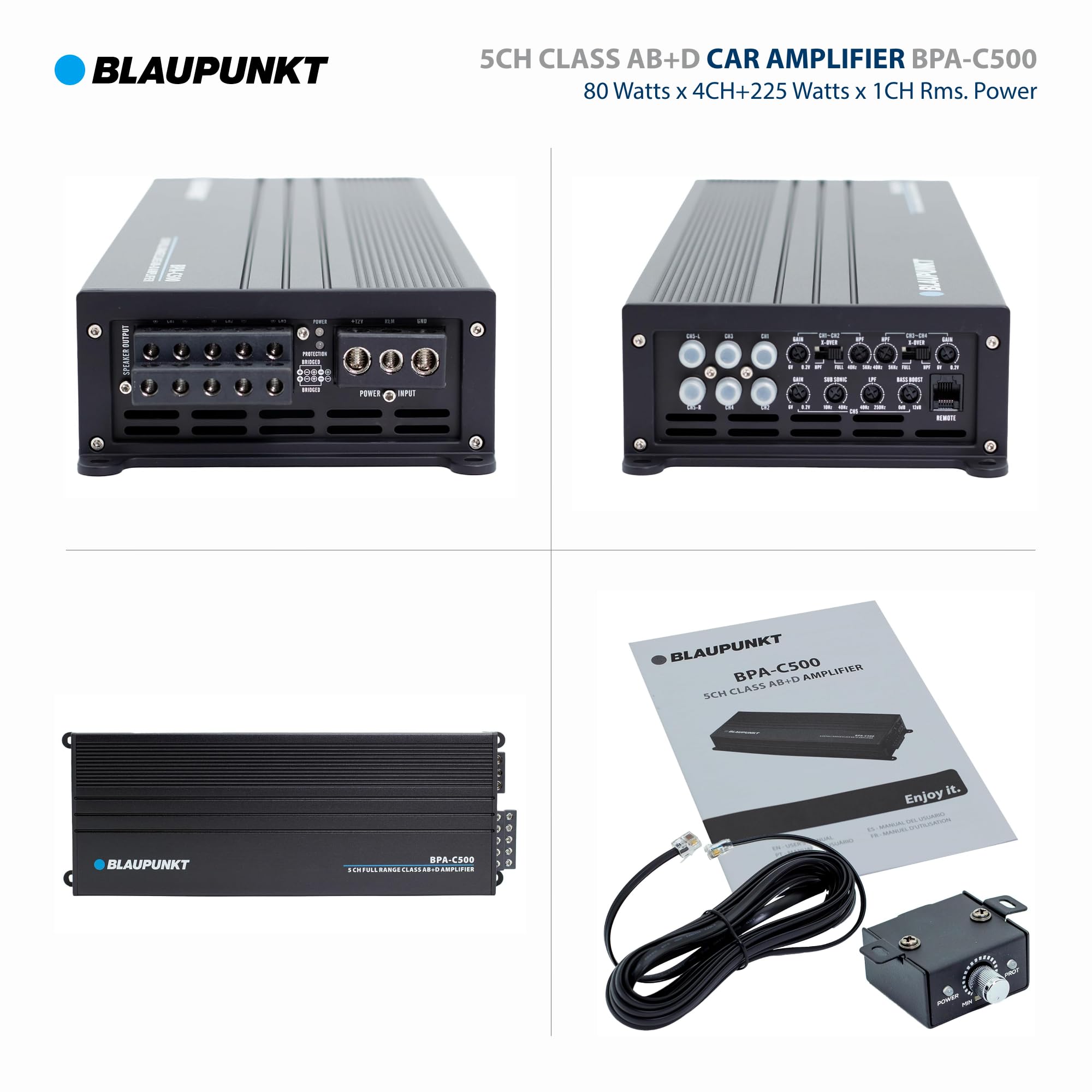 BLAUPUNKT BPA-C500 Elite Car Audio Class AB + Class D 5-Channel 3600W Stereo Amplifier