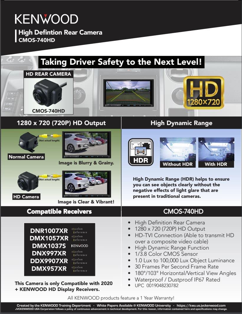 Kenwood Excelon CMOS-740HD HD Rear View Camera