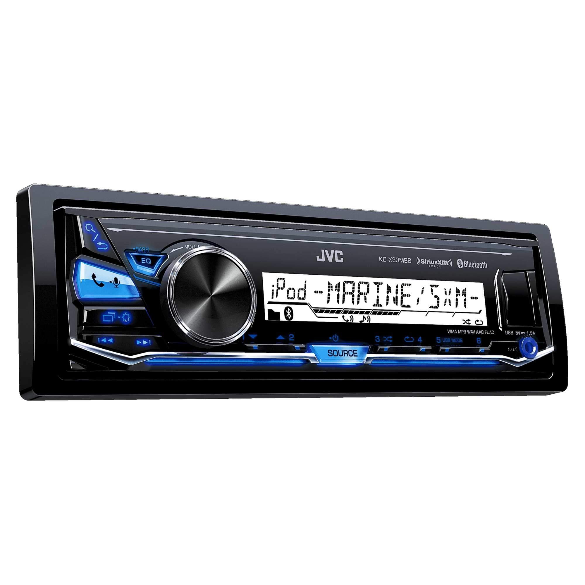 JVC KD-X33MBS Mechless Bluetooth Marine Radio and Two Pairs of JVC CS-DR6201MW 6.5