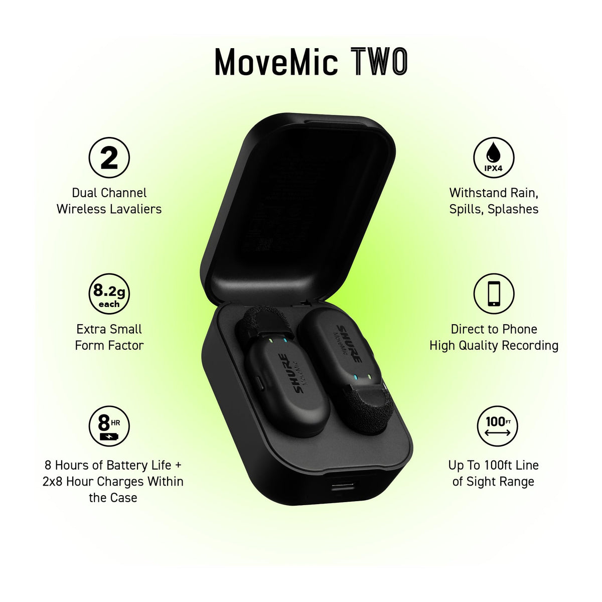 Shure MV-TWO-Z7 MoveMic Two Wireless Lavalier Mics