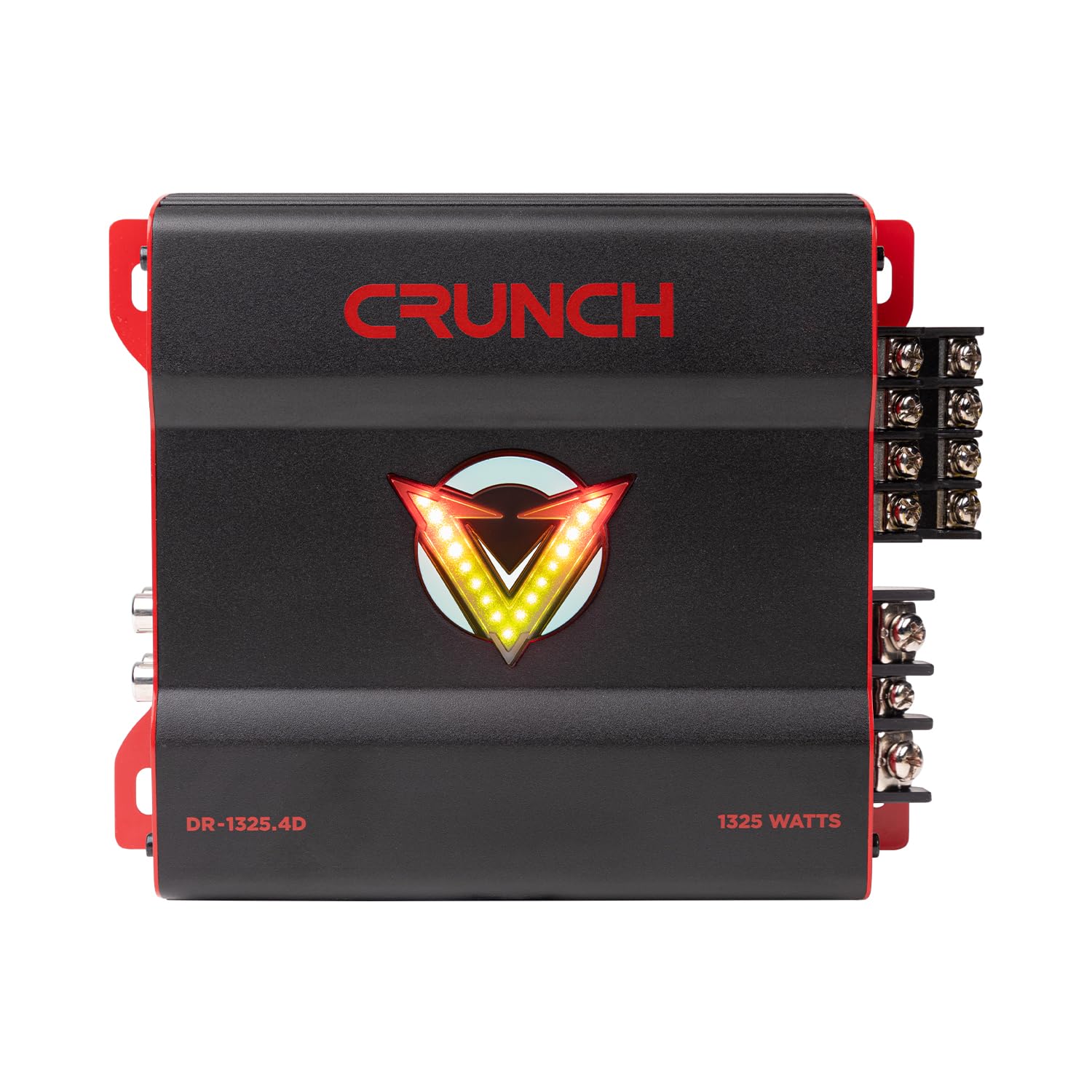 Crunch DR-1325.4D V-Drive 1325W 4-Channel Car Audio Amplifier - Class D, QTD Cooling, LED VU-Meter, Adjustable Crossovers, Multiple Operation Modes