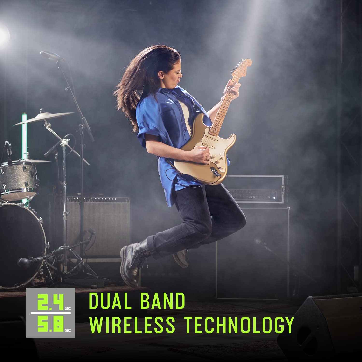 Shure GLXD14R+/B98 Dual Band Digital Wireless Microphone System for Brass, Woodwinds, Percussion - 12-Hour Battery Life, 100 ft Range, Clip-on Instrument Mic, Single Channel Rack Mount Receiver
