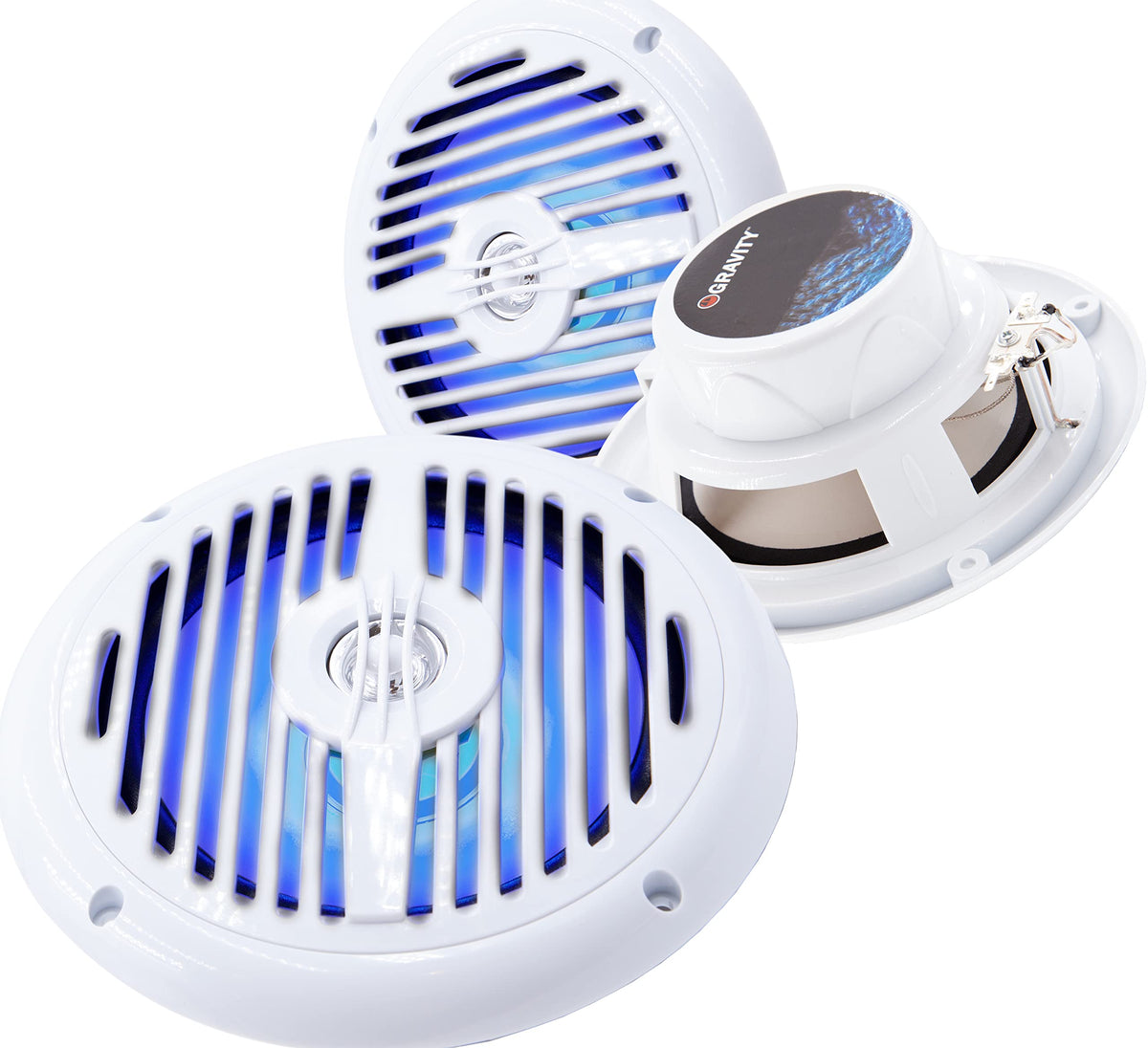 Gravity MG680-LW 6.5" 2-Way Marine Speakers with Blue LEDs