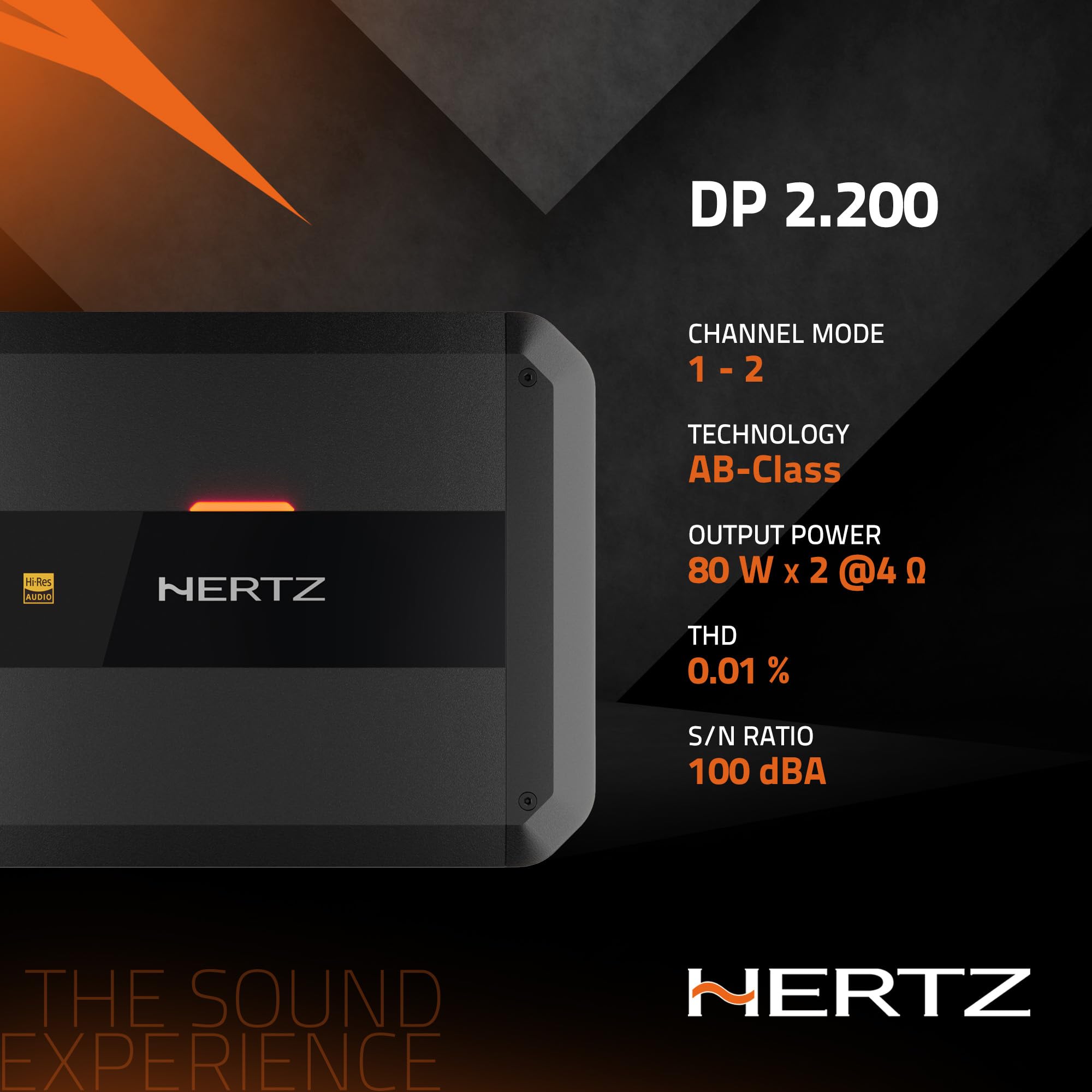 Hertz DP 2.200 AB-Class Stereo Amplifier 110 WRMS x 2 at 2Ω