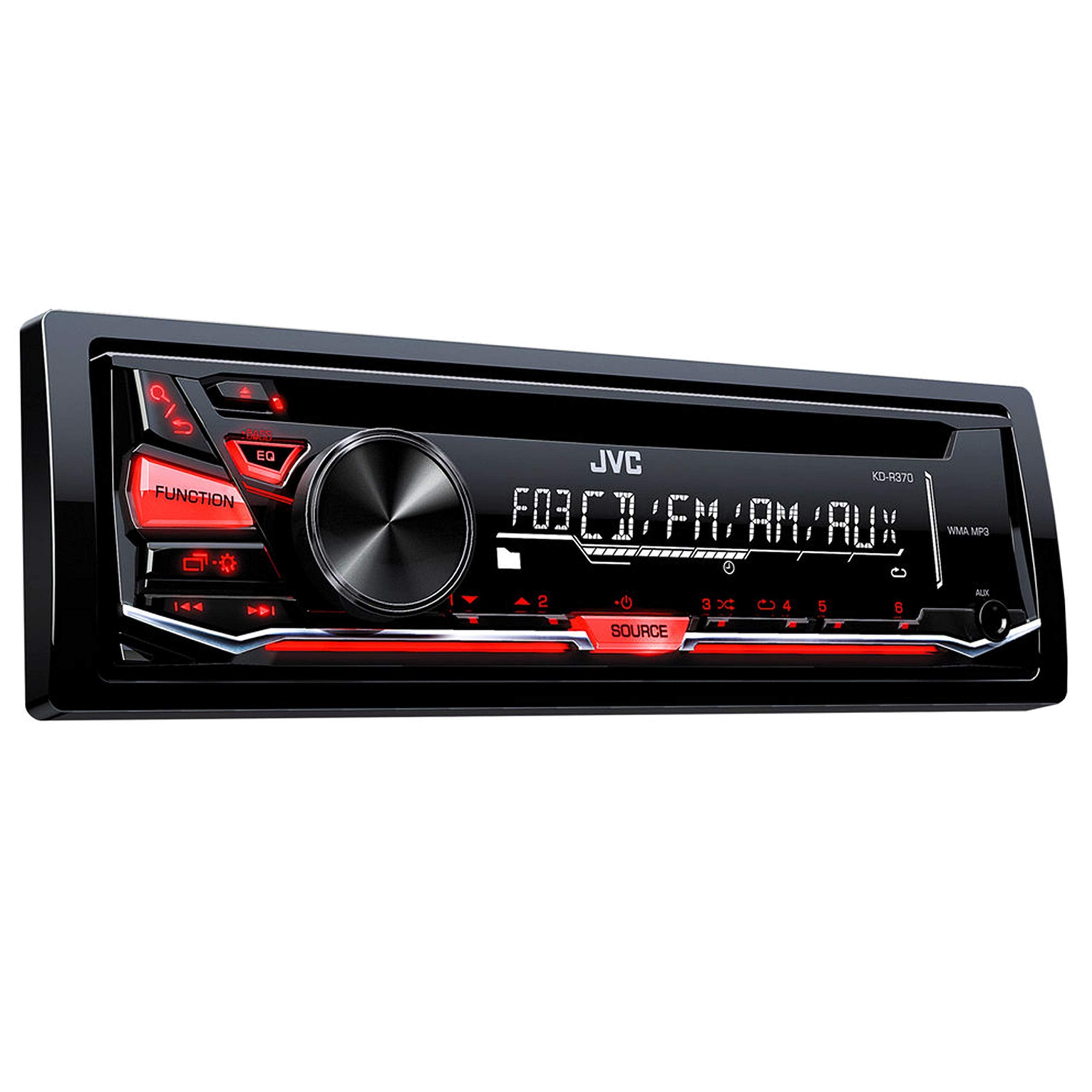 JVC KD-R370 Single Din in-Dash CD/Am/FM/Car Stereo W/Detachable Faceplate + 520 Watts 6x9 Inches (2 Speakers) + 350 Watts 6 Inches (2 Speakers)