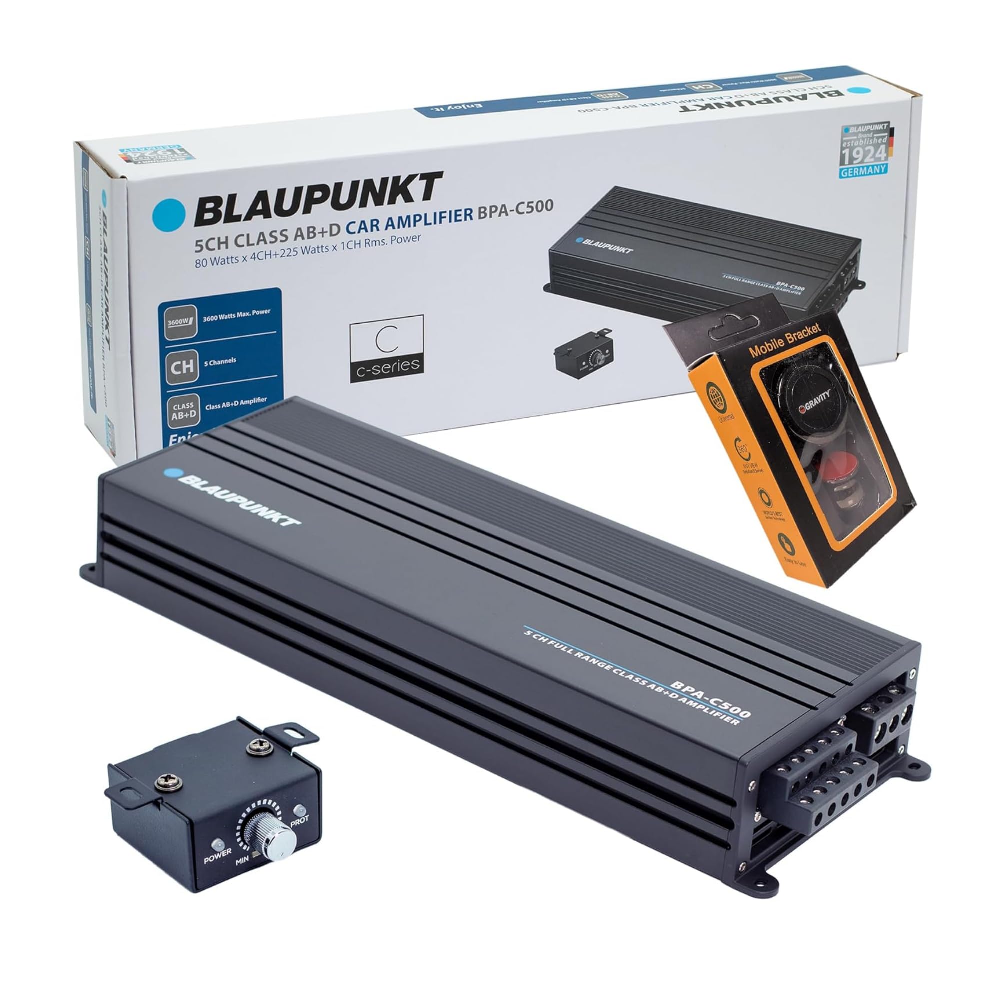BLAUPUNKT BPA-C500 Elite Car Audio Class AB + Class D 5-Channel 3600W Stereo Amplifier