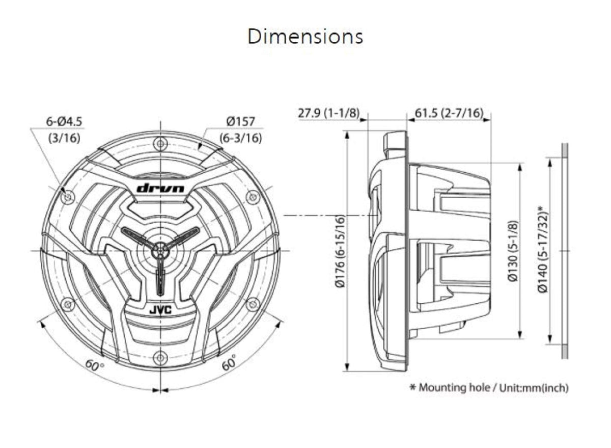 JVC CS-DR6200M 6.5" 2-Way Marine Coaxial Speakers