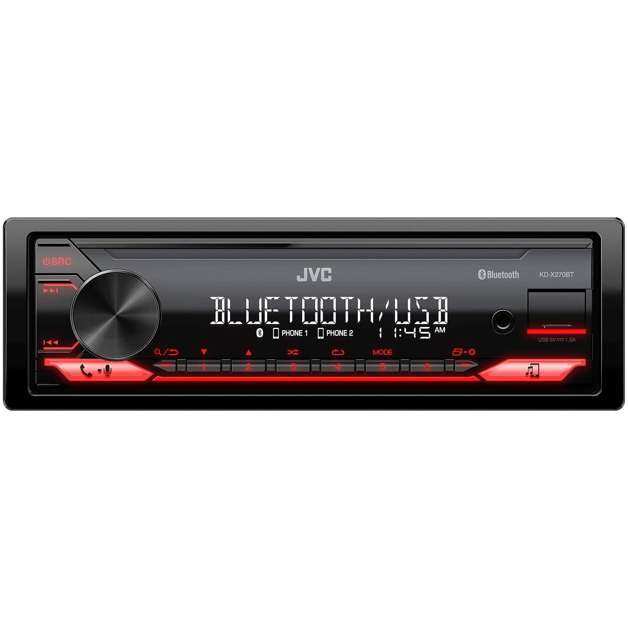 JVC KD-X270BT Digital Media Receiver W/Bluetooth, USB, JVC Remote App + Two Pairs of JVC 6.5