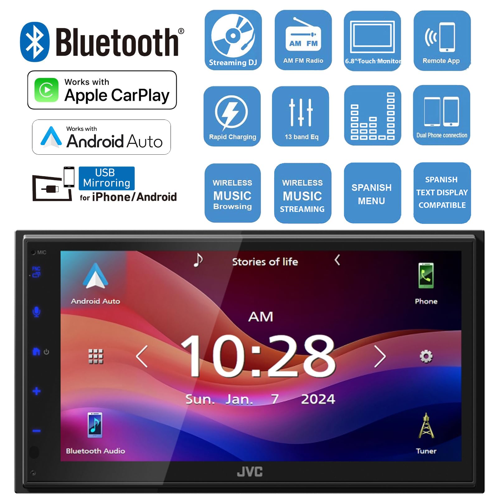 JVC KW-M595BT Double DIN 6.8