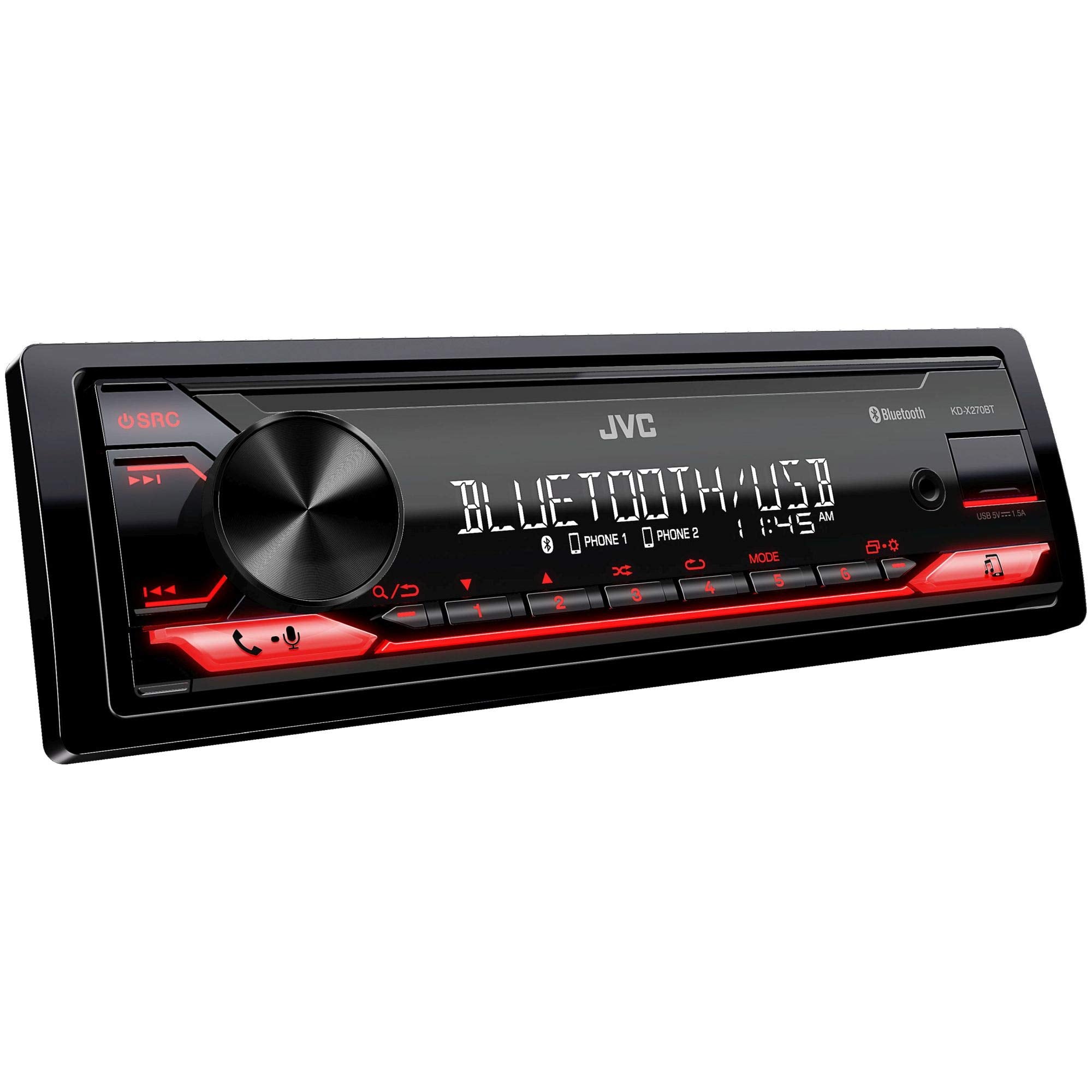 JVC KD-X270BT Digital Media Receiver W/Bluetooth, USB, JVC Remote App + Two Pairs of JVC 6.5