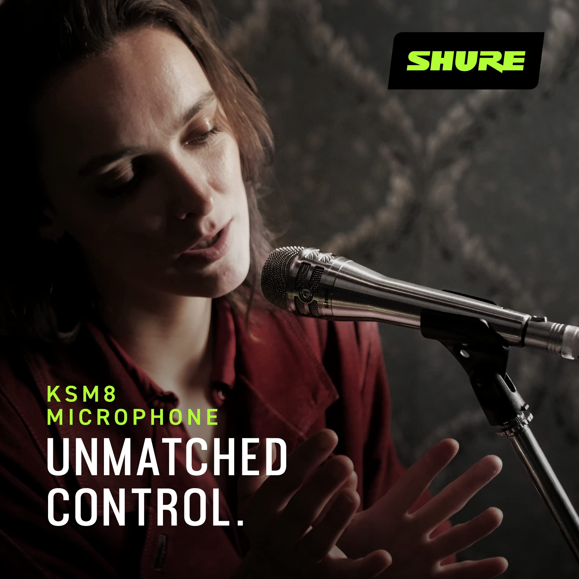 Shure KSM8 Dualdyne Vocal Microphone - Cardioid Dynamic Mic with 2 Ultra Thin Diaphragms and Reverse Airflow Technology for Unmatched Control of Proximity Effect, Presence Peaks, and Bleed - Nickel