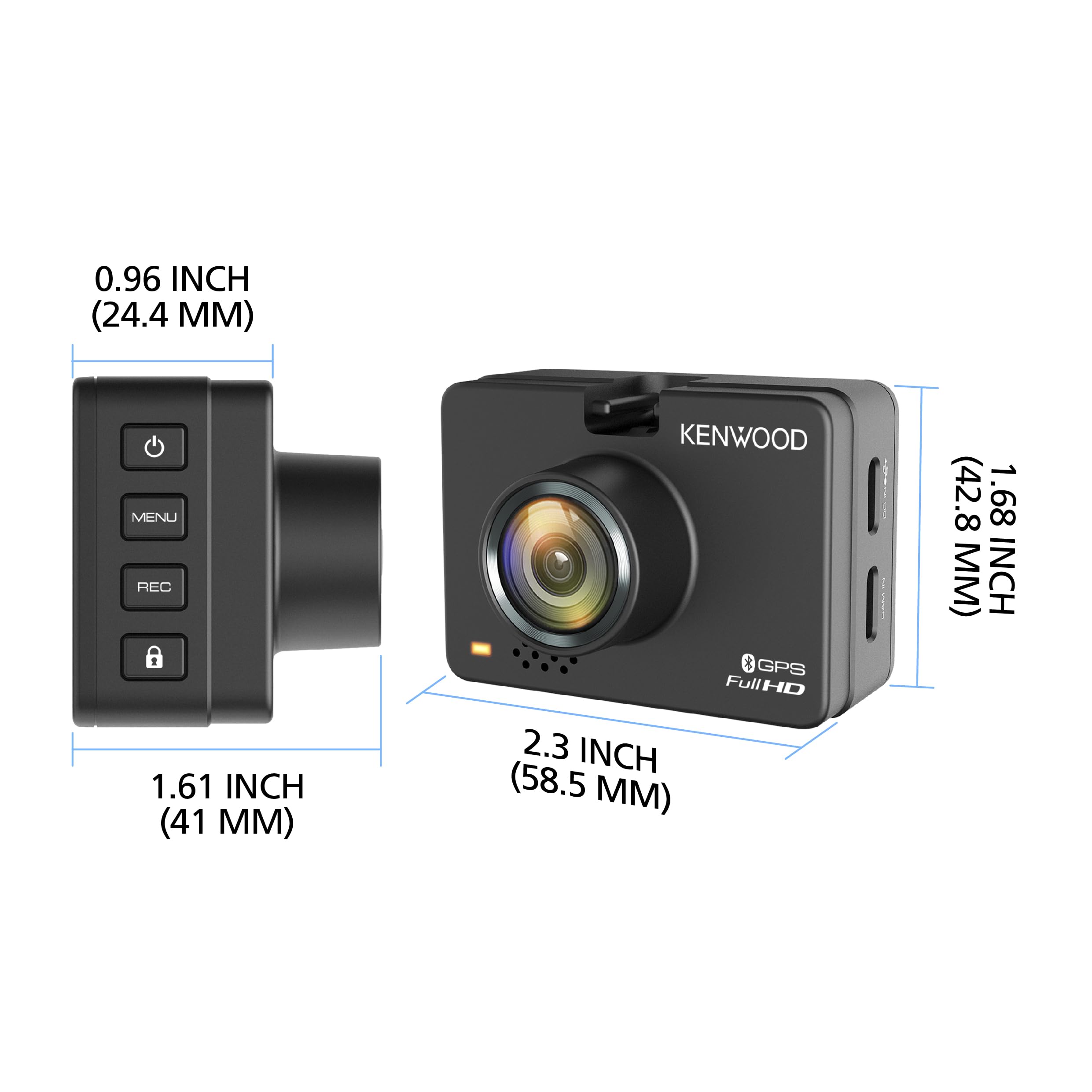KENWOOD DRV-A310W GPS Dash Cam, Full HD Dashboard Camera, WDR/HDR Car Camera with Bluetooth & Wi-Fi Connectivity, G-Sensor, Collision Detection, Optional Rear Camera Support