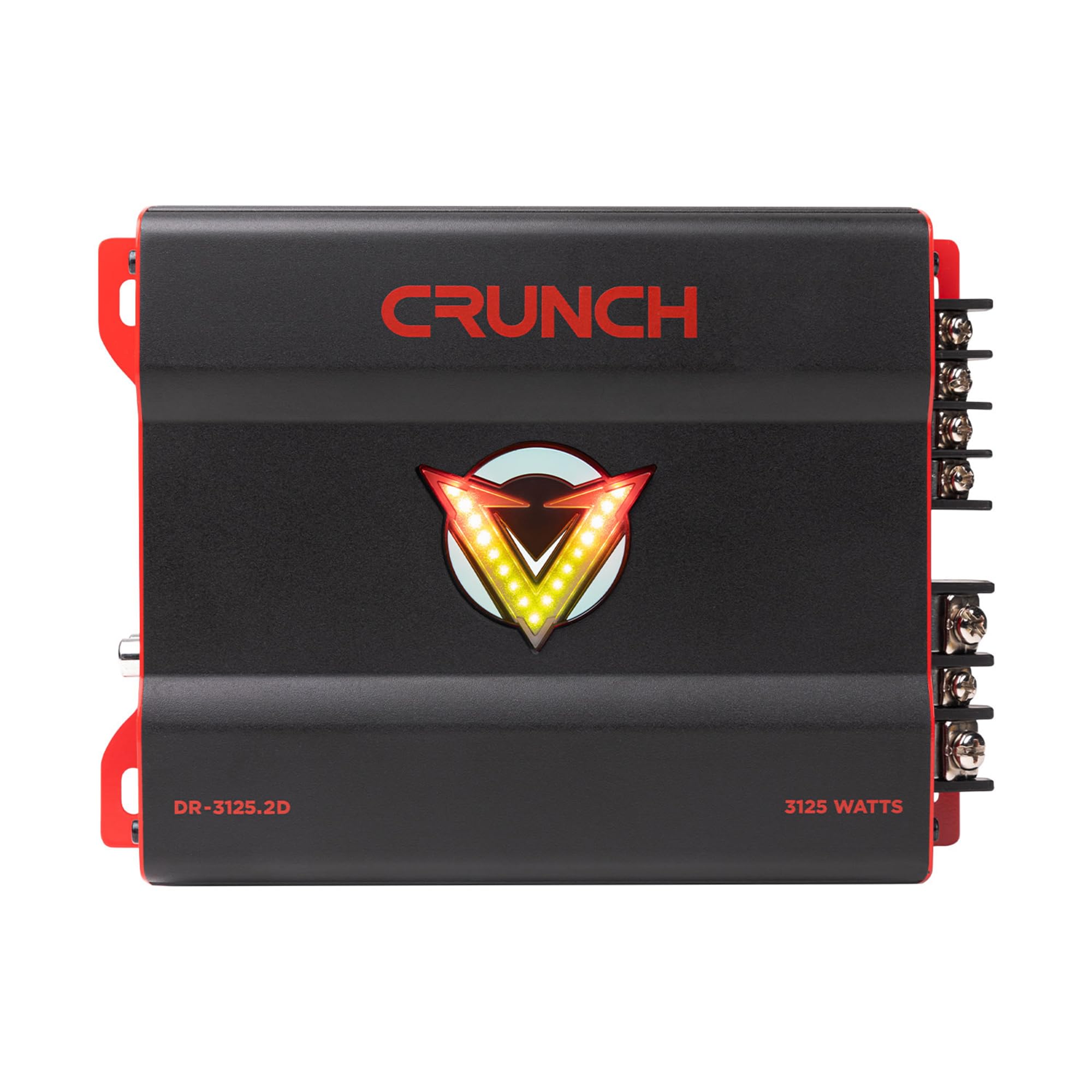 Crunch 3125W 2 Channel Subwoofer Car Audio Amplifier with Adjustable Crossovers, Bass Knob & Remote, LED VU-Meter, QTD Cooling and PWM Power Supply