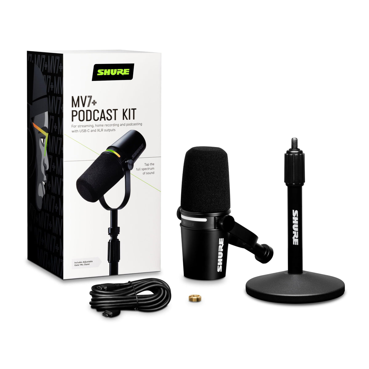 Shure MV7+-K-BNDL Dynamic Podcast Microphone with Stand