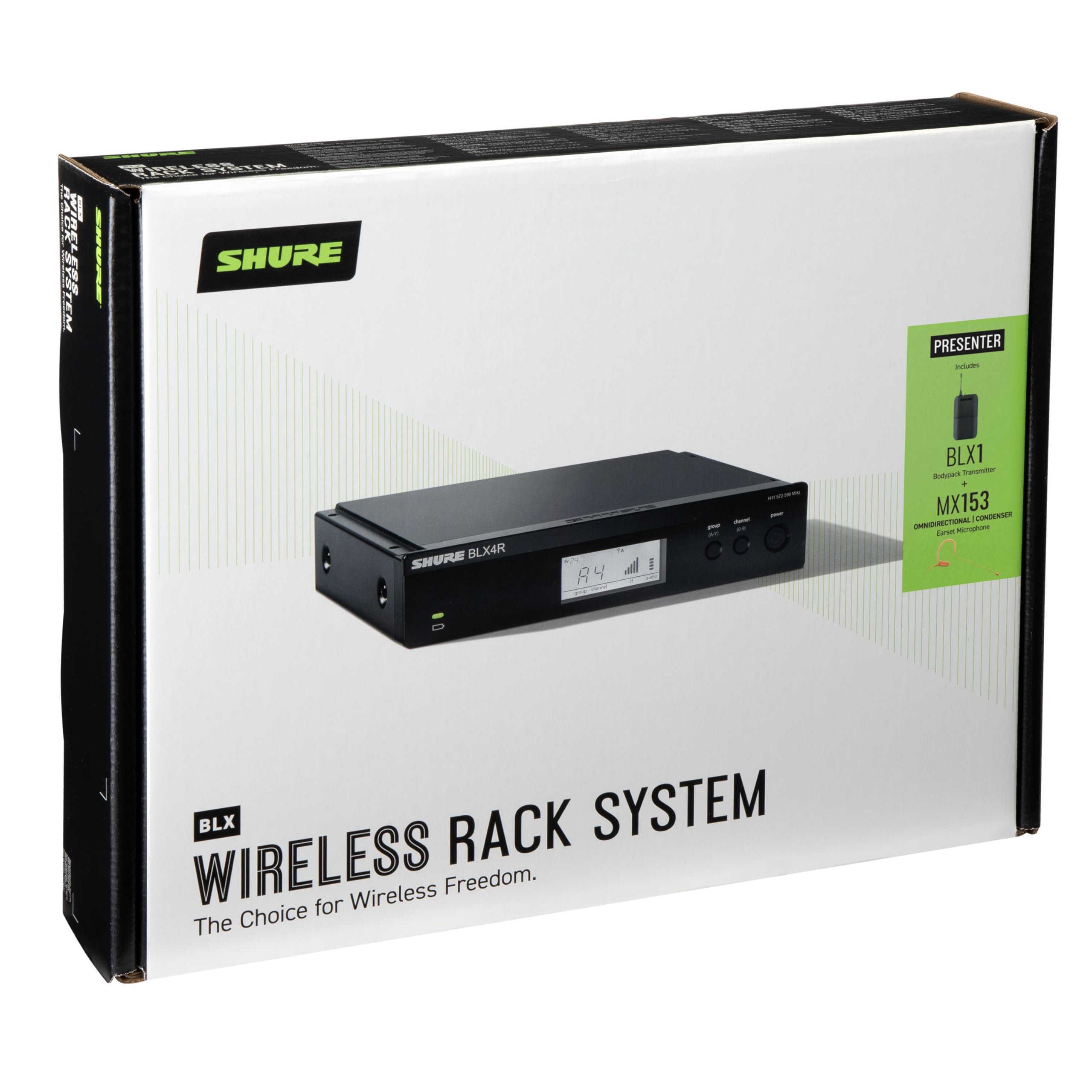 Shure BLX14R/MX53 Wireless Microphone System - 14-Hour Battery Life, 300 ft Range, UHF | MX153 Headset Mic, Single Channel Rack Mount Receiver | J11 Band (BLX14R/MX53-J11)