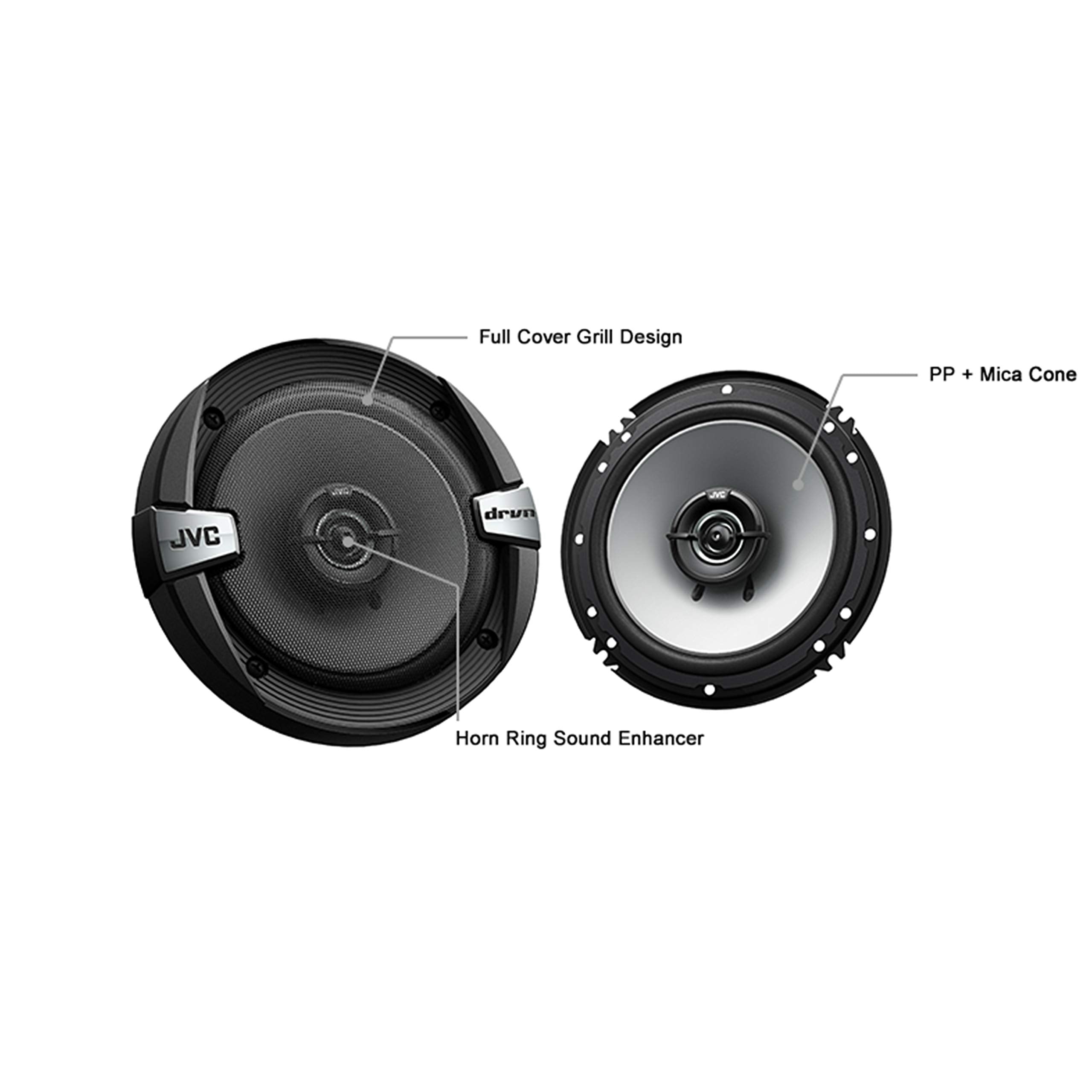 2 Pairs of JVC CS-DR162 DR Series 6.5 Inch 2-Way Coaxial Speakers (300 Watts Peak) - 4 Speakers + Free Gravity Phone Holder